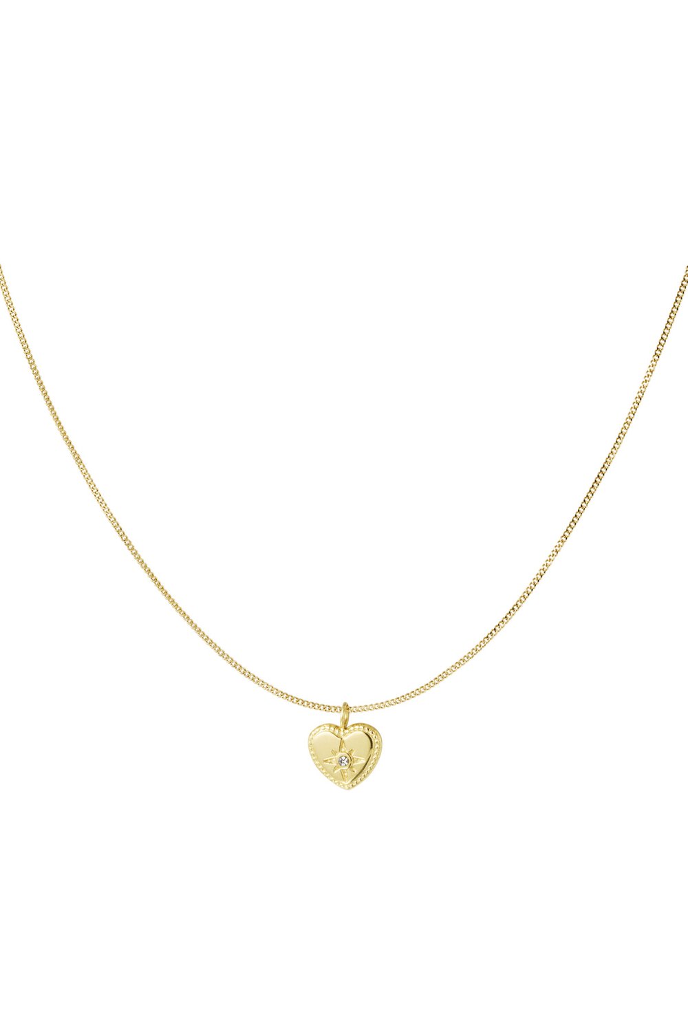 Classic heart necklace with diamond - Silver Color color