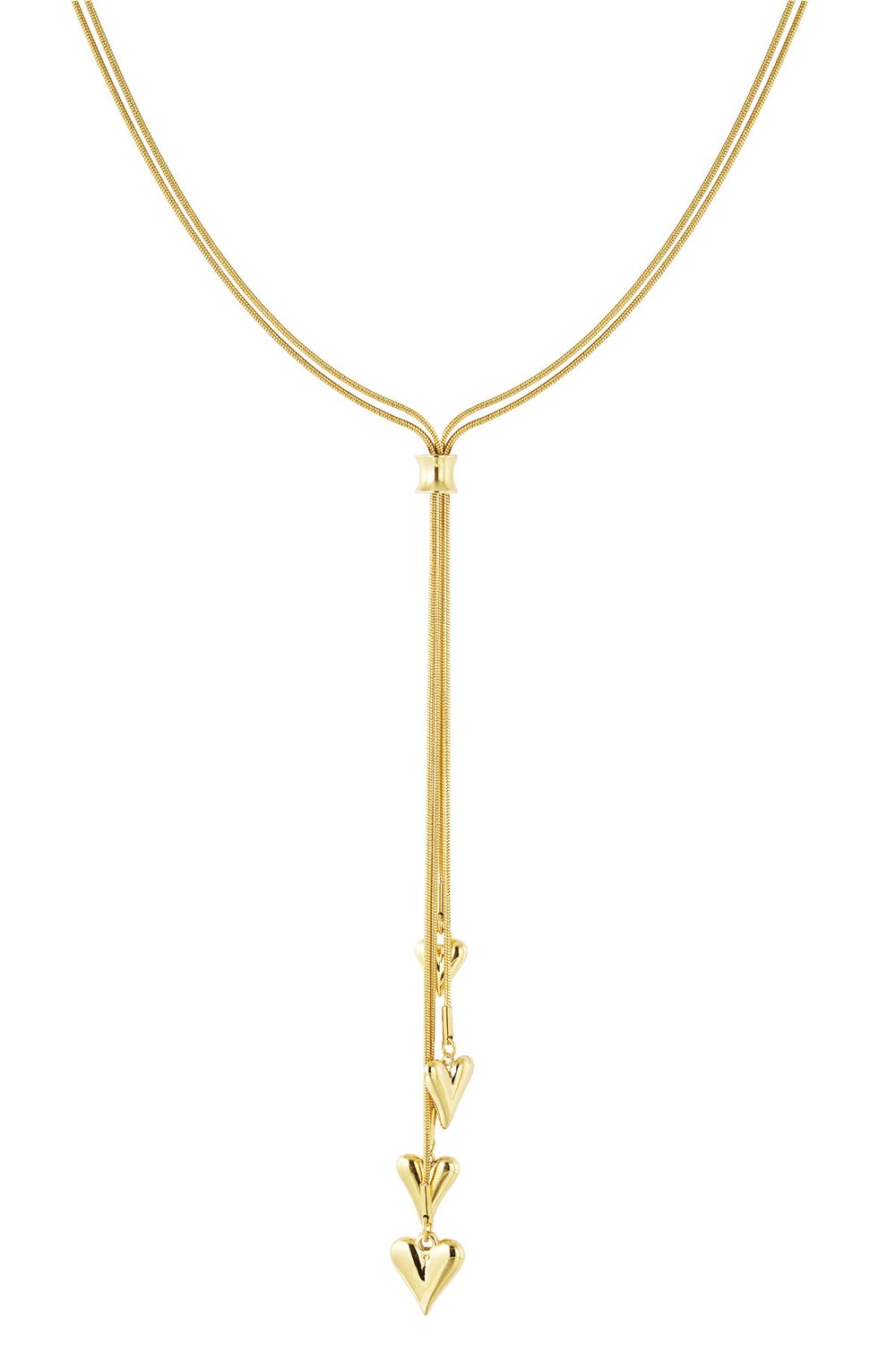 long necklace with heart charms