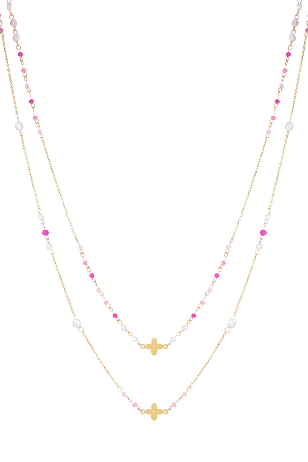 Double clover necklace - blue/Gold color