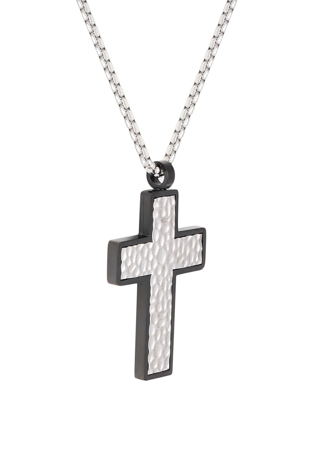 Necklace with structured charm cross - Silver Color color h5Picture2