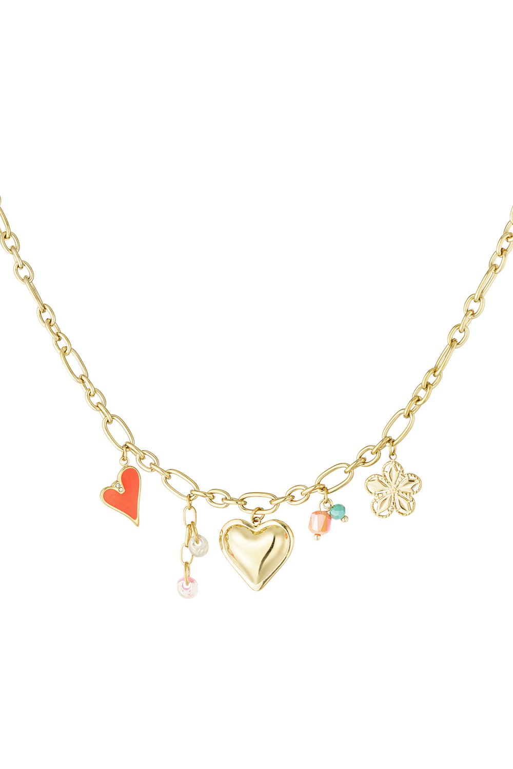 Halskette mit Charm „Sommer der Freude“ – Goldfarbe - Goldfarbefarbe 