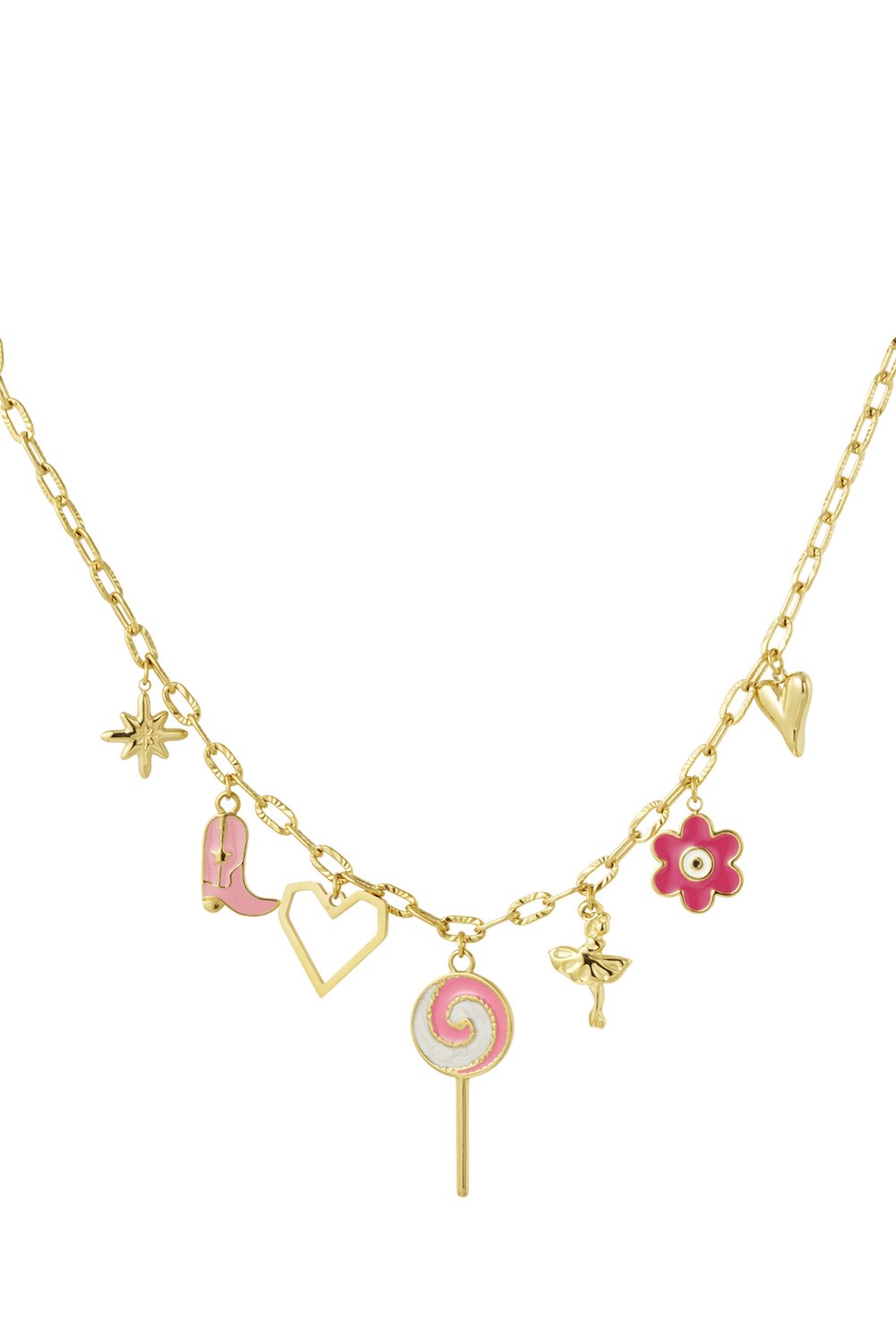 Candy store charm necklace - pink/Gold color