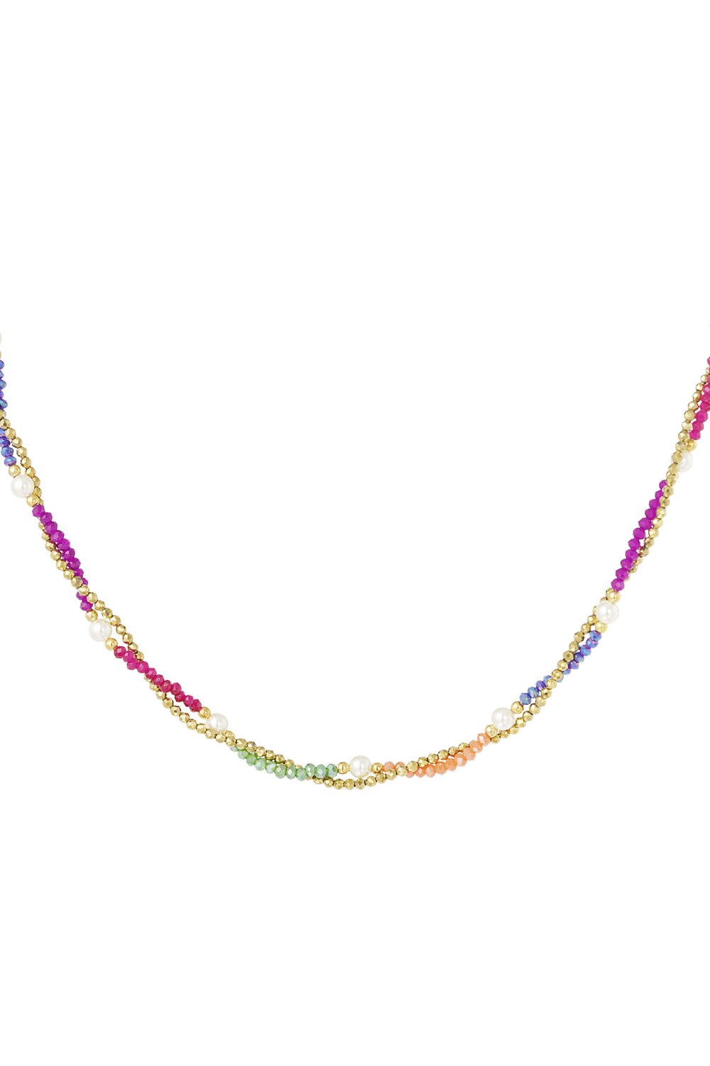 Twisted Beaded Necklace - Pink & Brown