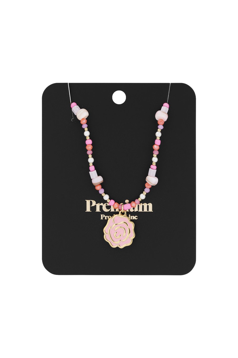 beaded rose necklace - pink & Picture2