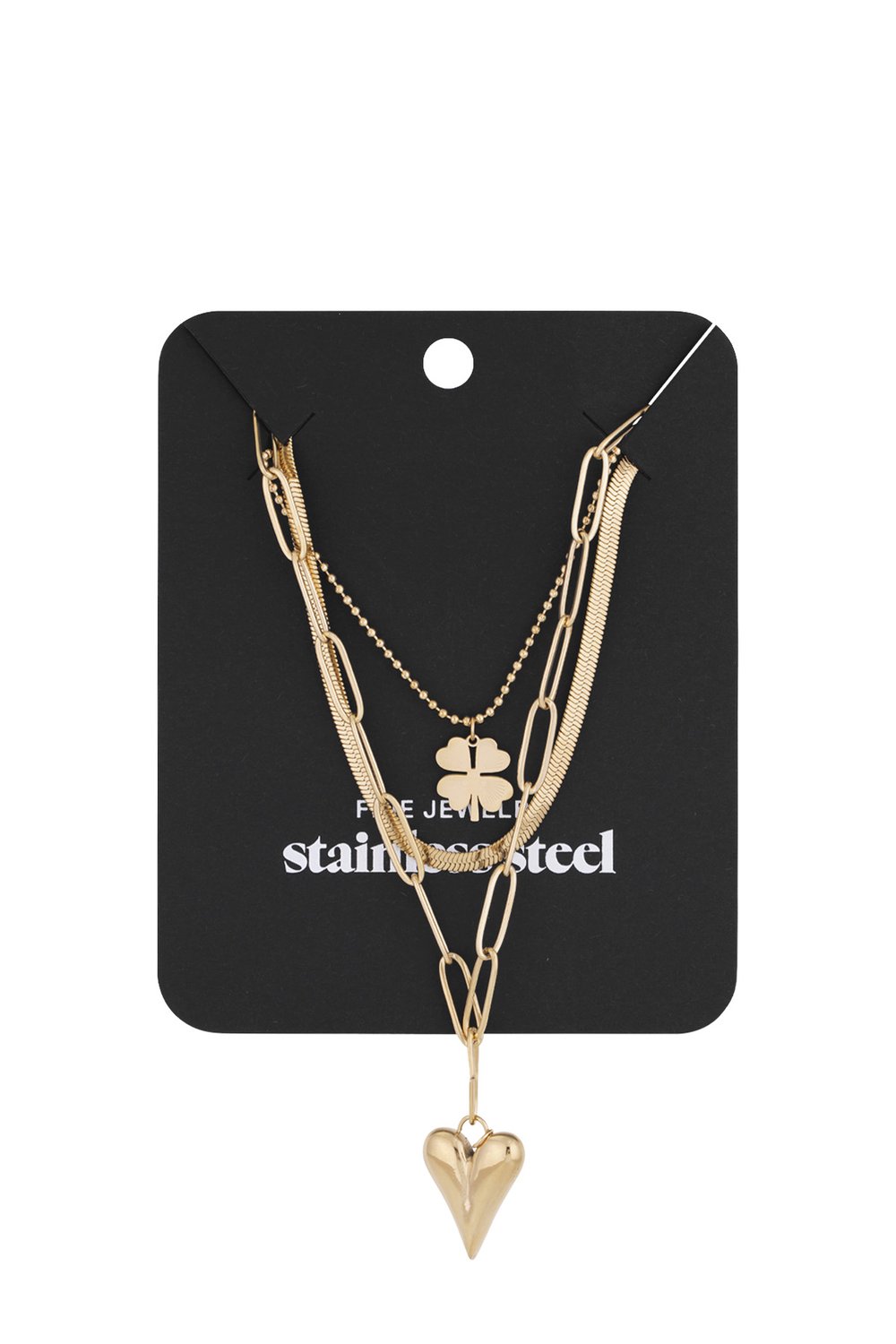 three-layer necklace clover and heart h5Picture3