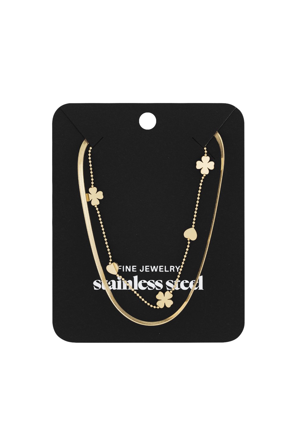 double necklace clover heart h5Picture3