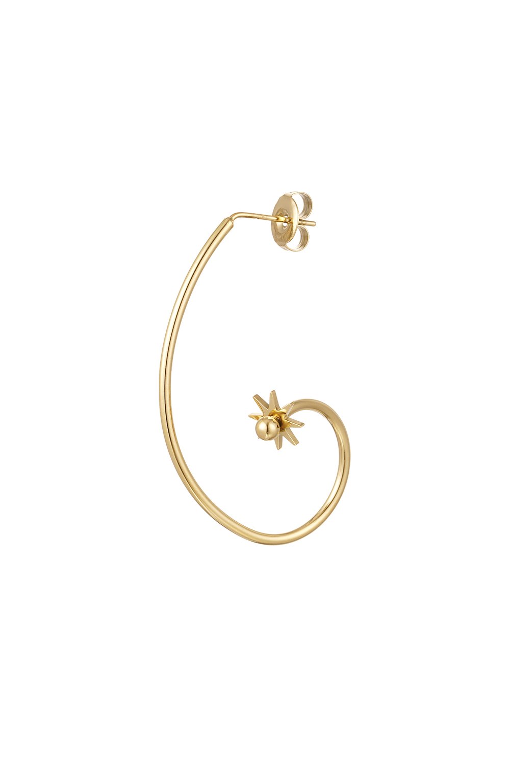 Ear stud part elegant - Gold Color Stainless Steel 