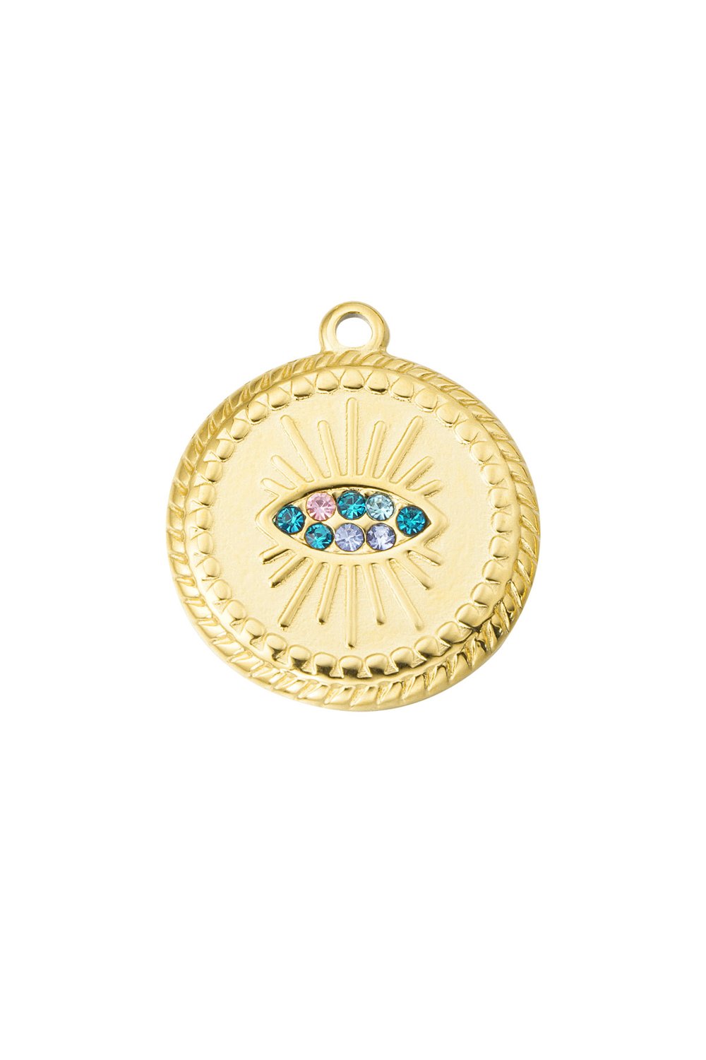 DIY-Charm-Kreis mit Auge – Goldfarbe - Goldfarbefarbe