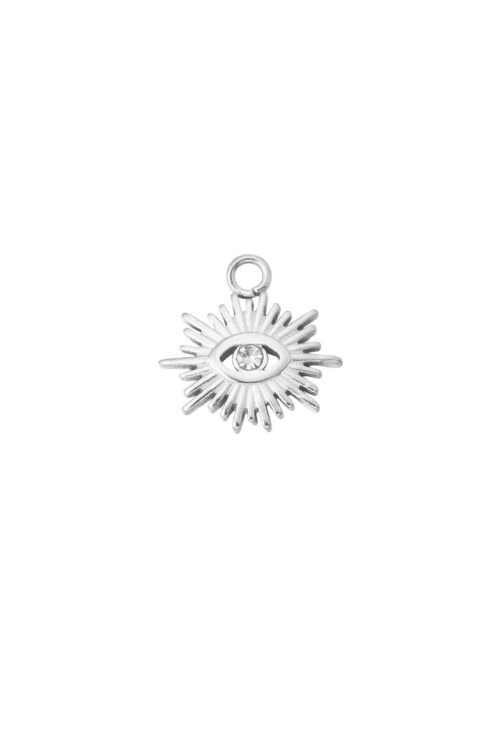 diy charm sun with eye and stone 