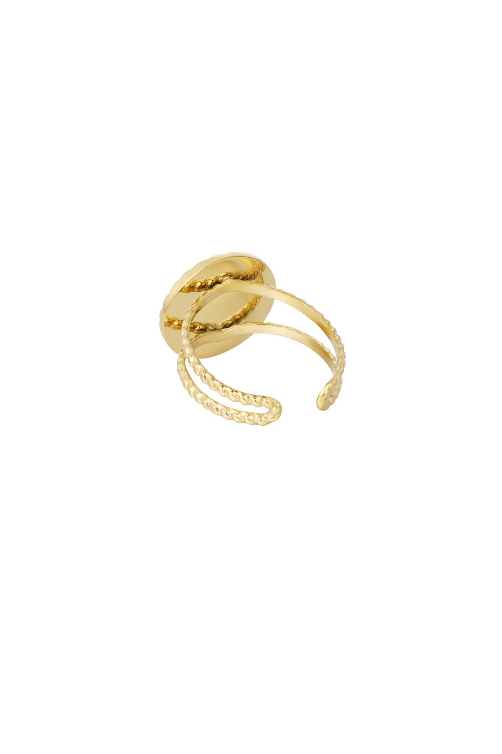 Ring round stone - Gold color/beige Picture5