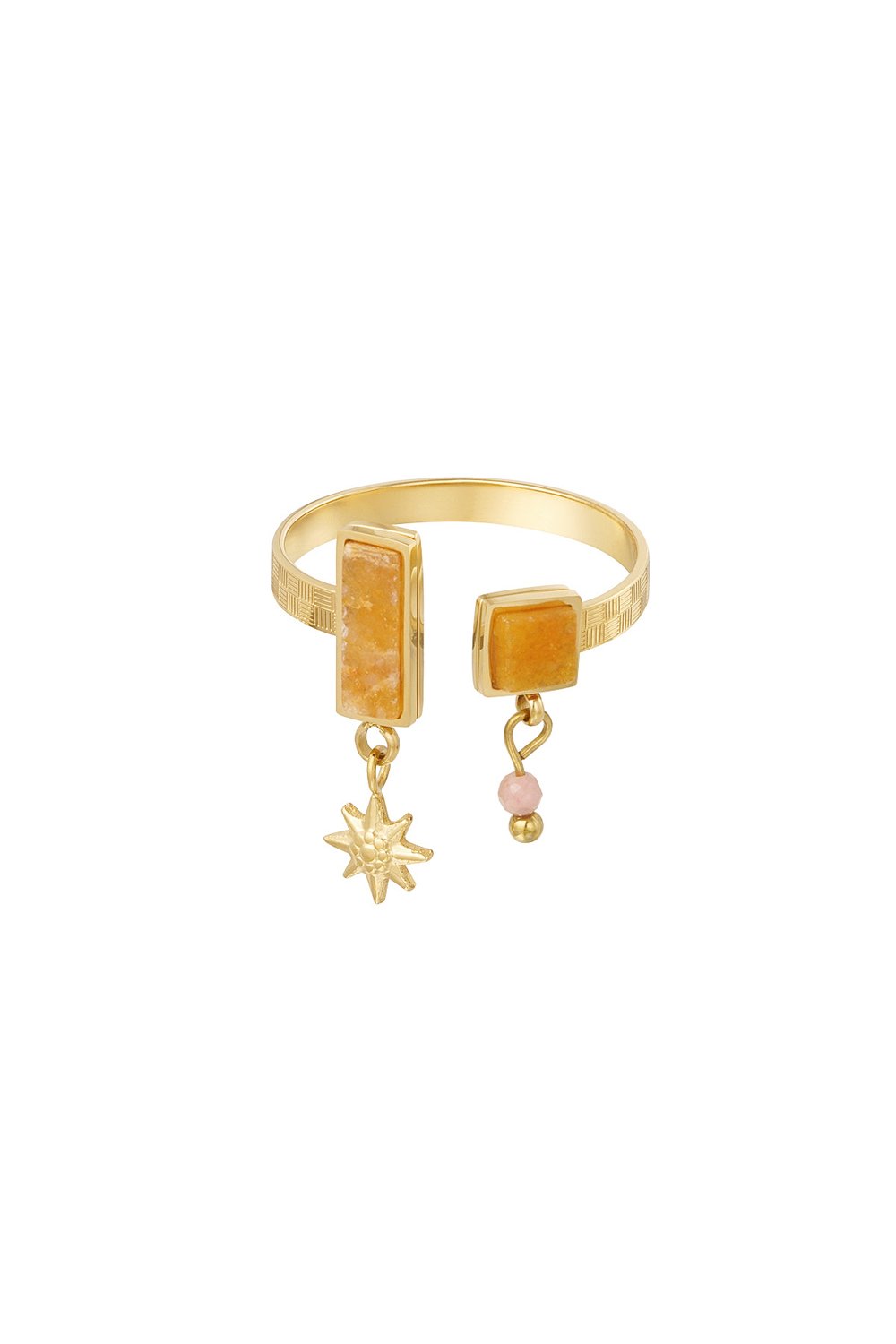 Ring open with stones - Gold color/green 