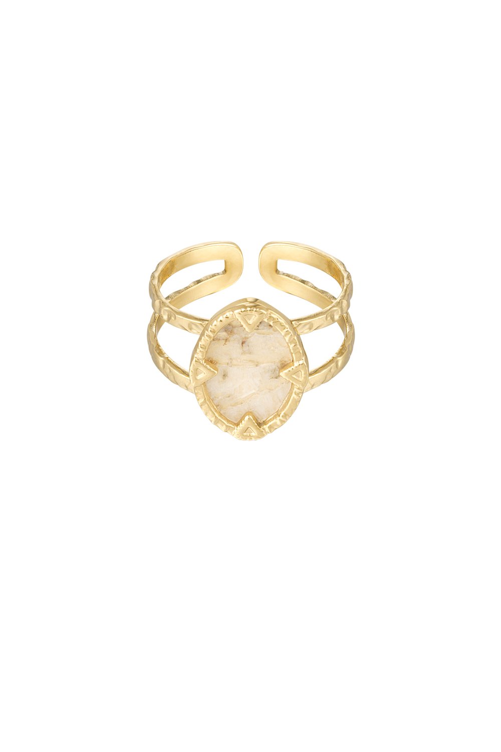 Ring with stone - Gold color/pink 
