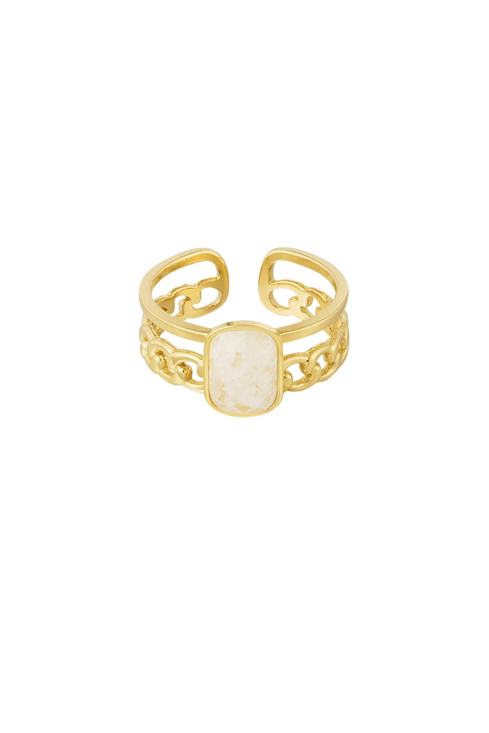 Elegant ring with stone - Gold color/green 