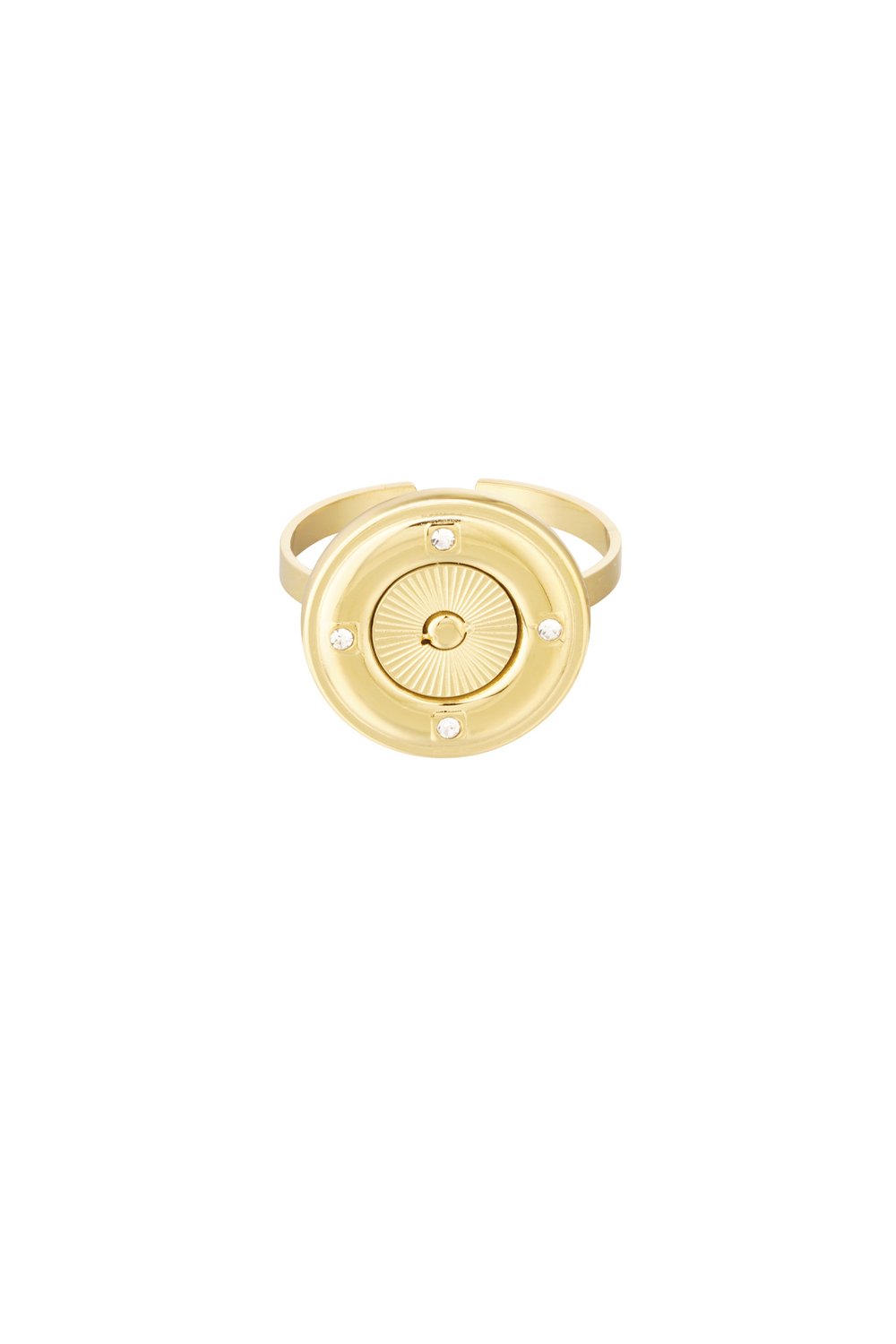 Ring round with stones - Silver Color color