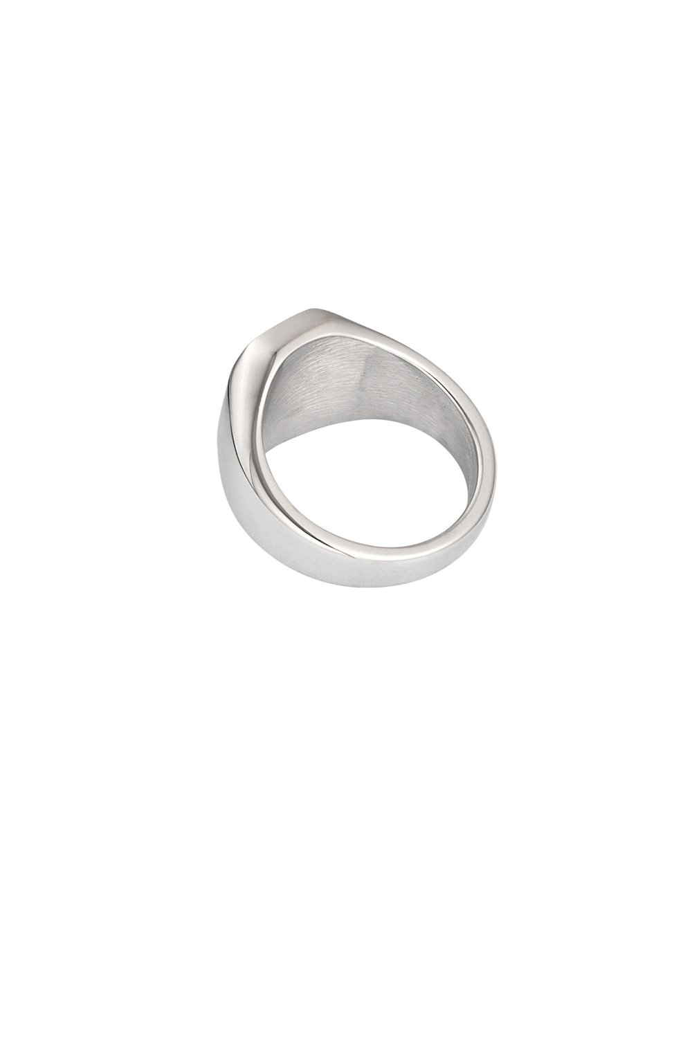 Men's ring with rectangular stone - Silver color/black Picture2