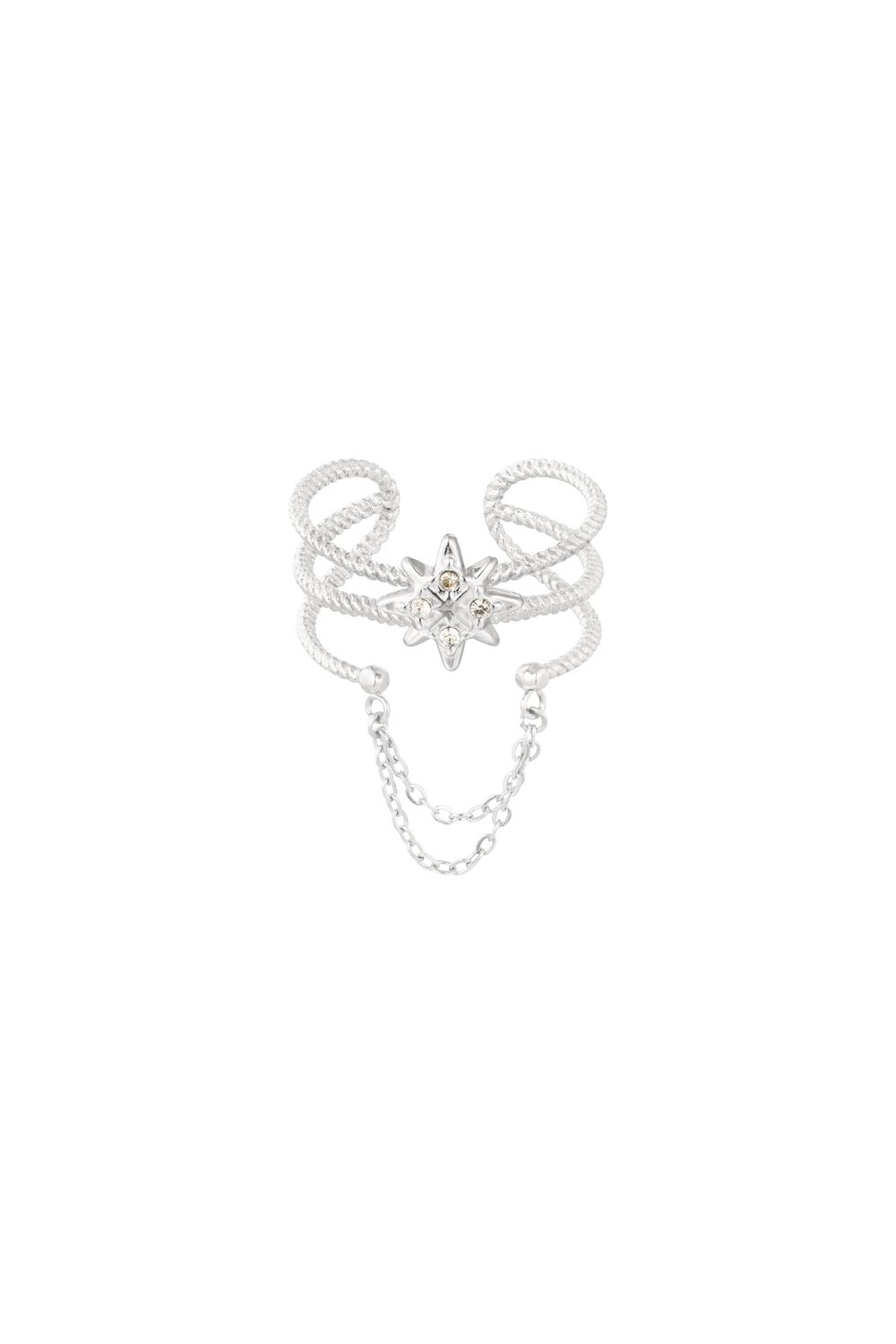 Ring mit Stern und Stein – Goldfarbe - Goldfarbefarbe 