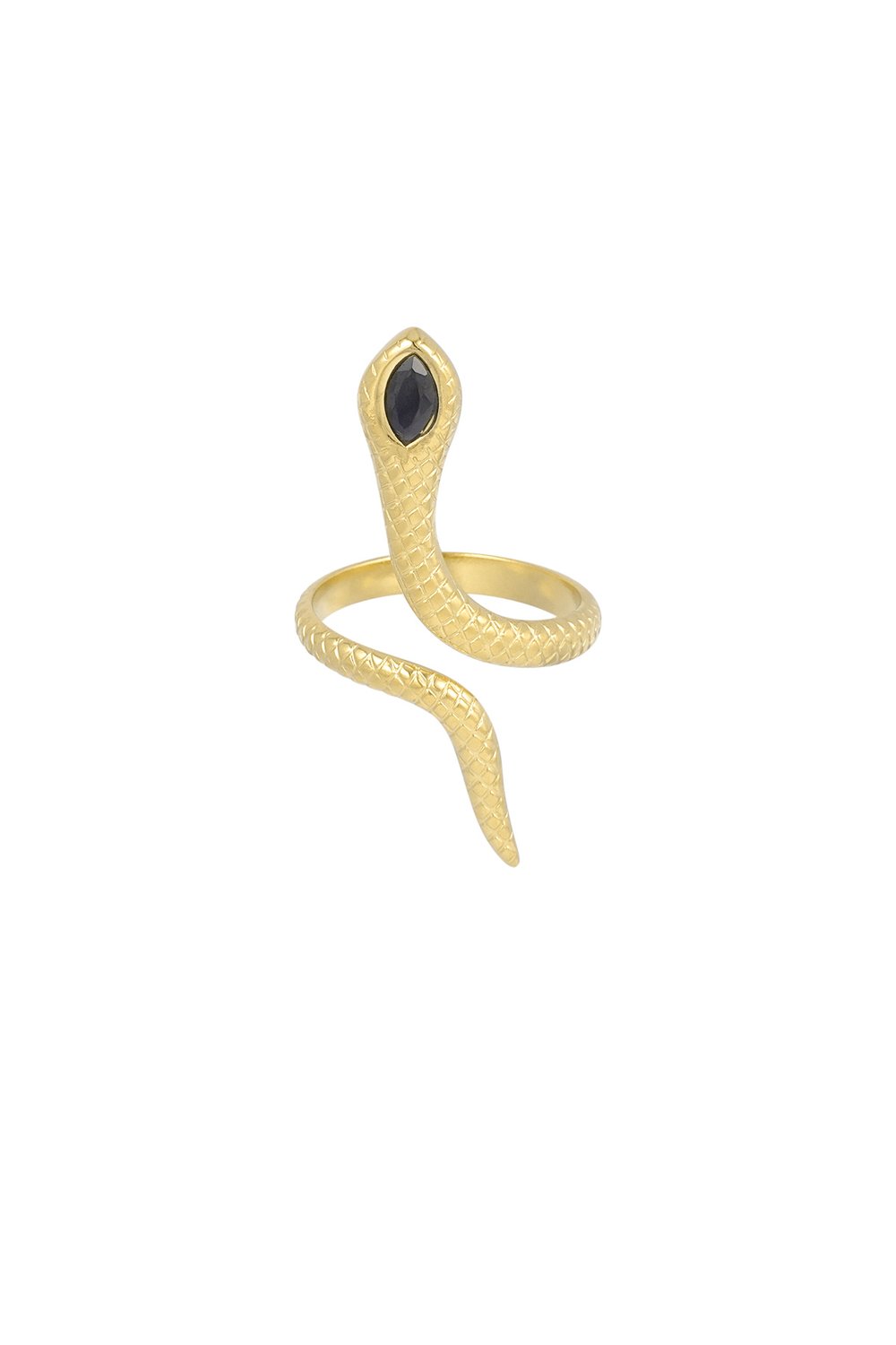 Black snake ring - Silver Color color