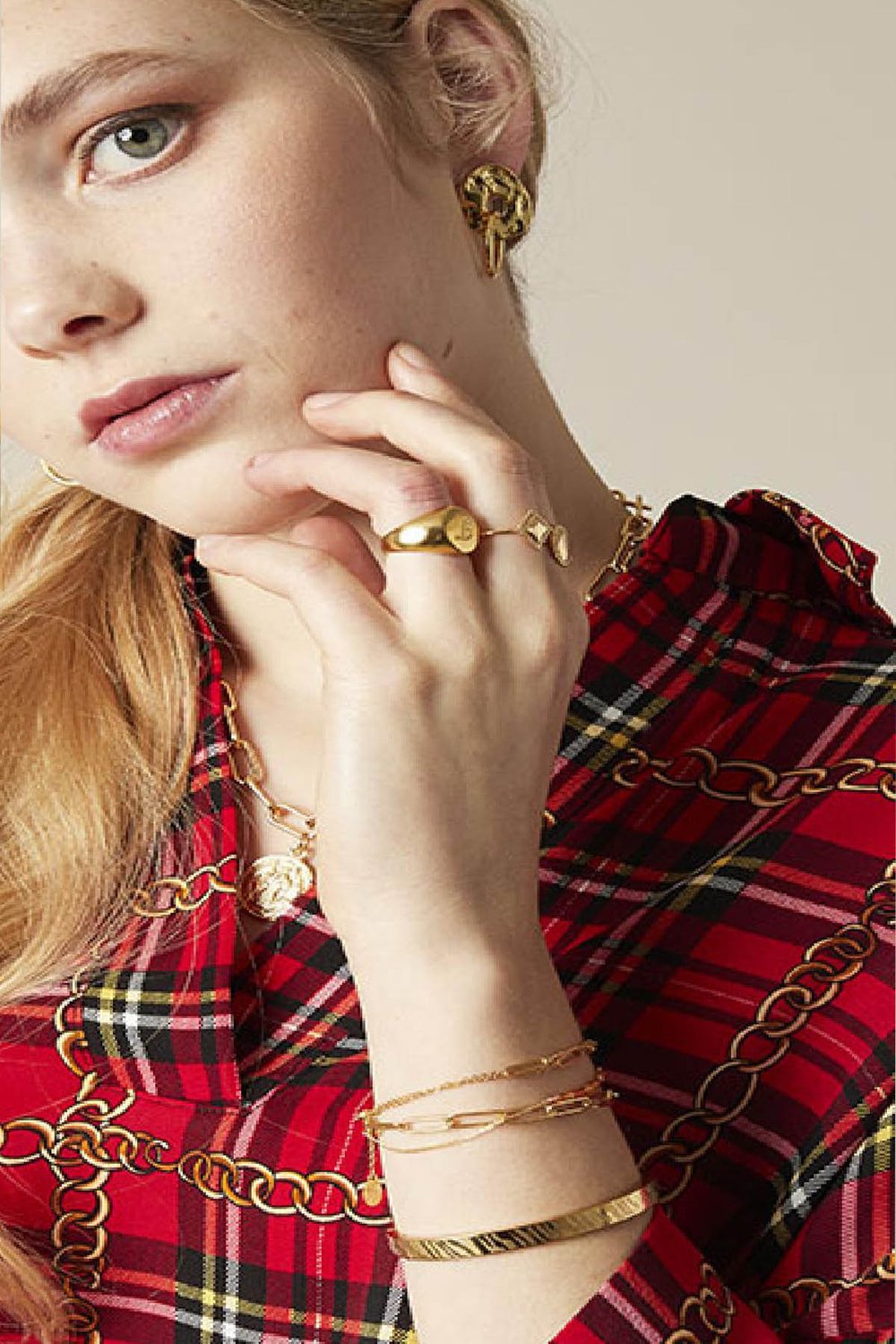 Ohrringe Stone Age Goldfarbe Metall h5Bild2