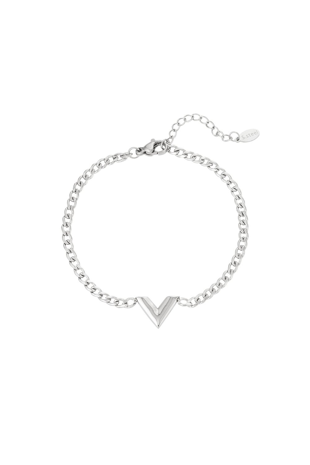 stainless steel bracelet letter v  