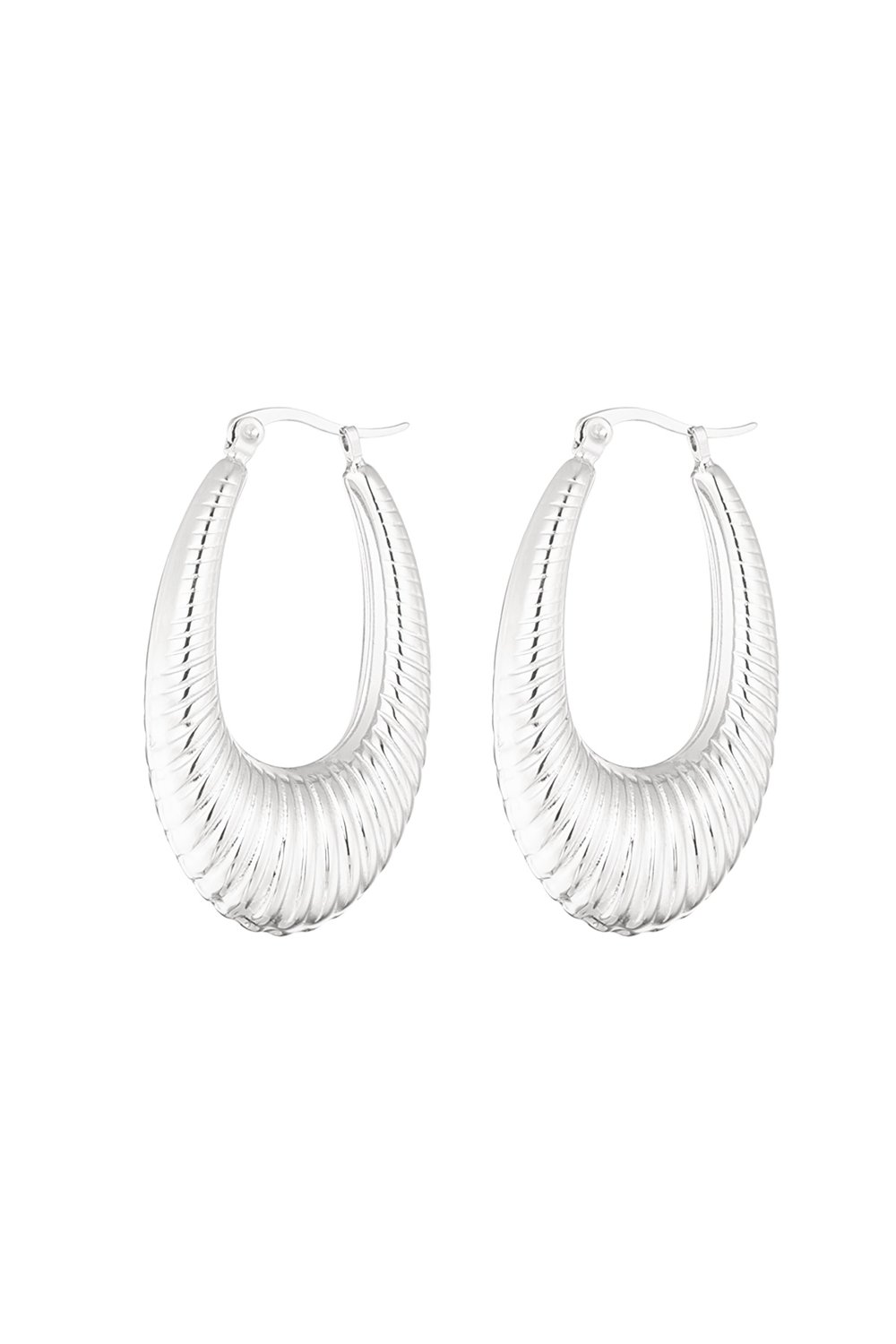 stainless steel geometric oval earrings 