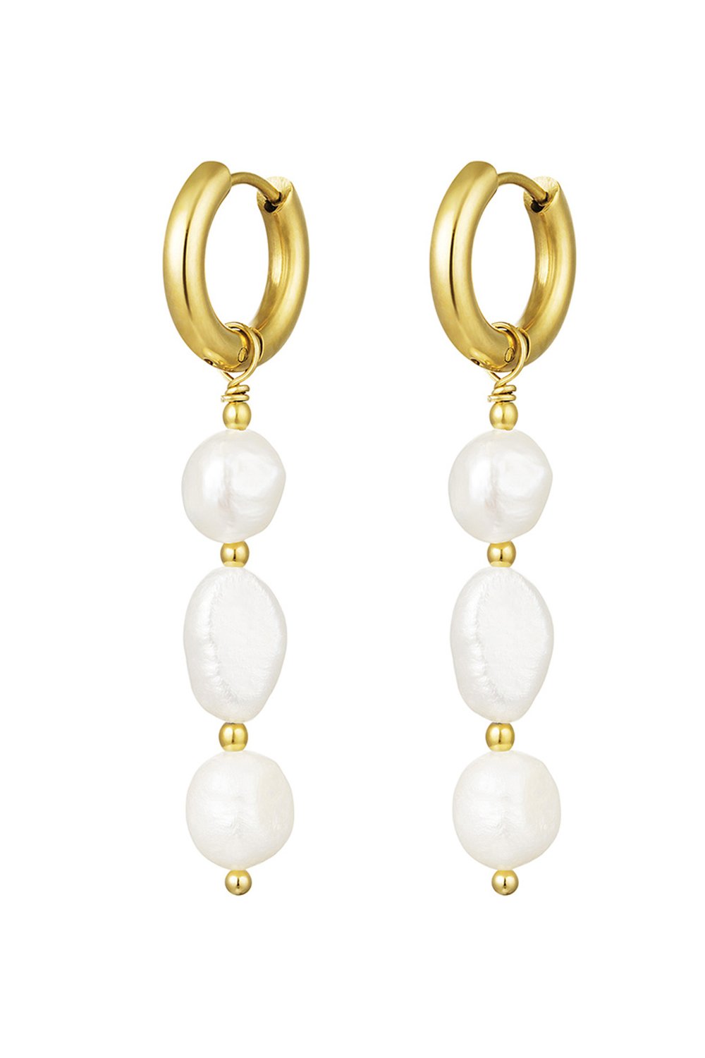 Earrings pearl party - Gold Color Stainless Steel