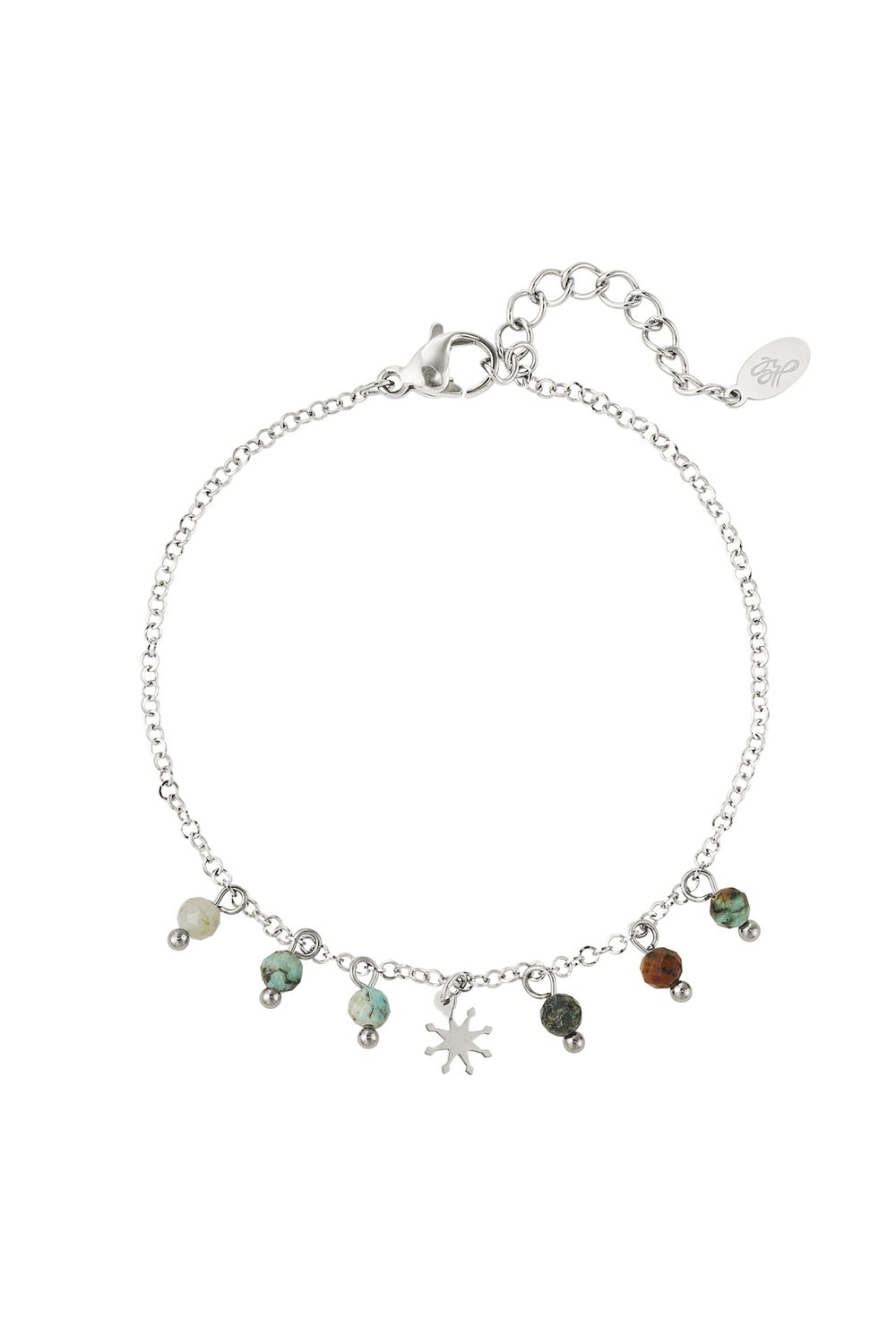 Bracelet hanging beads - green/Gold color Stainless Steel