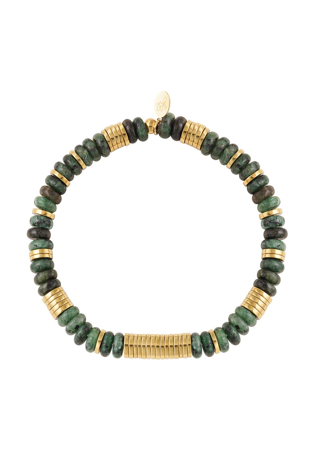 Link bracelet beads - Gold Color/green Green & Gold Stainless Steel 
