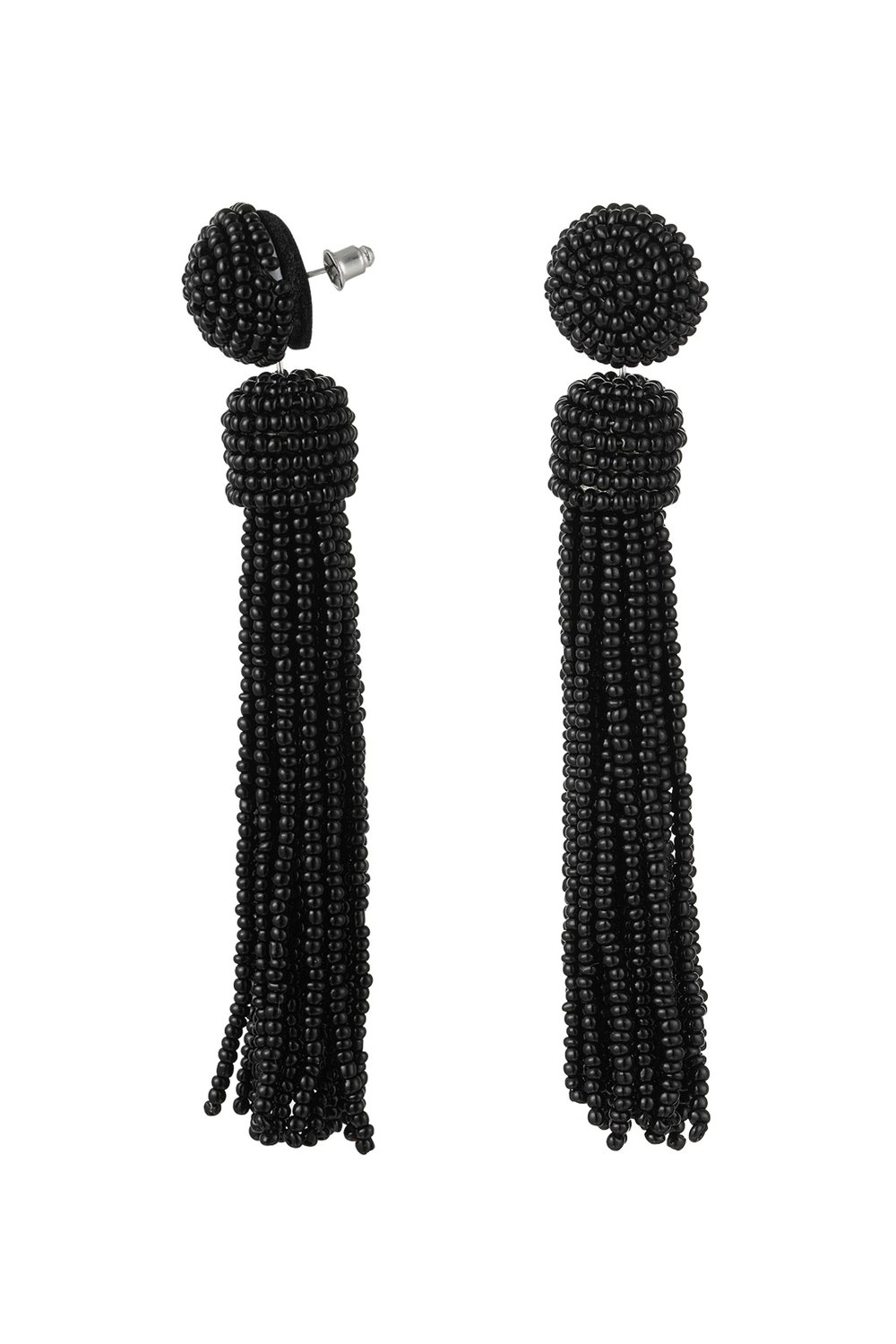 Earrings beaded tassel - fuchsia Glass beads