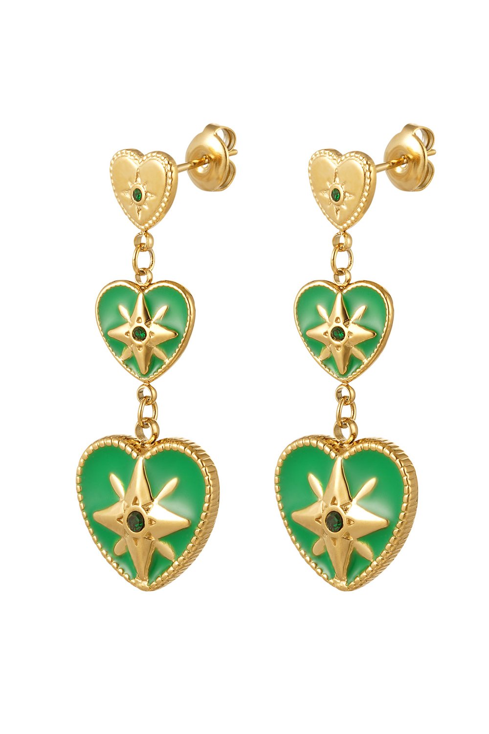 Ring three hearts in a row - Gold color/white 