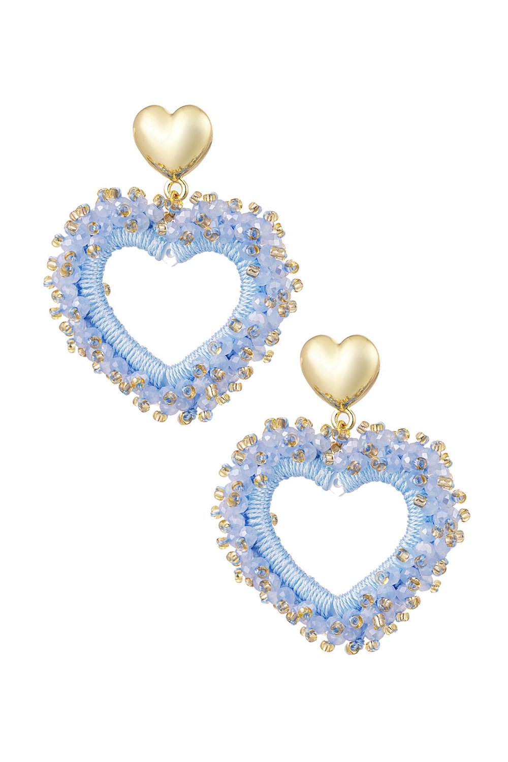 Heart Earrings White With Crystal - Copper 