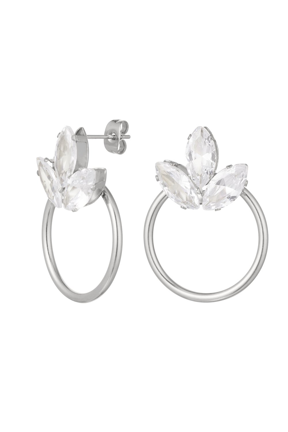 Earrings with stone detail - Gold Color Stainless Steel