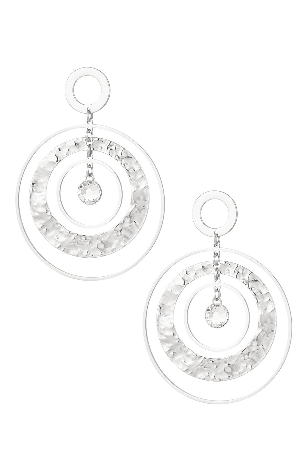 Earrings dream catcher with stone - Silver Color color 