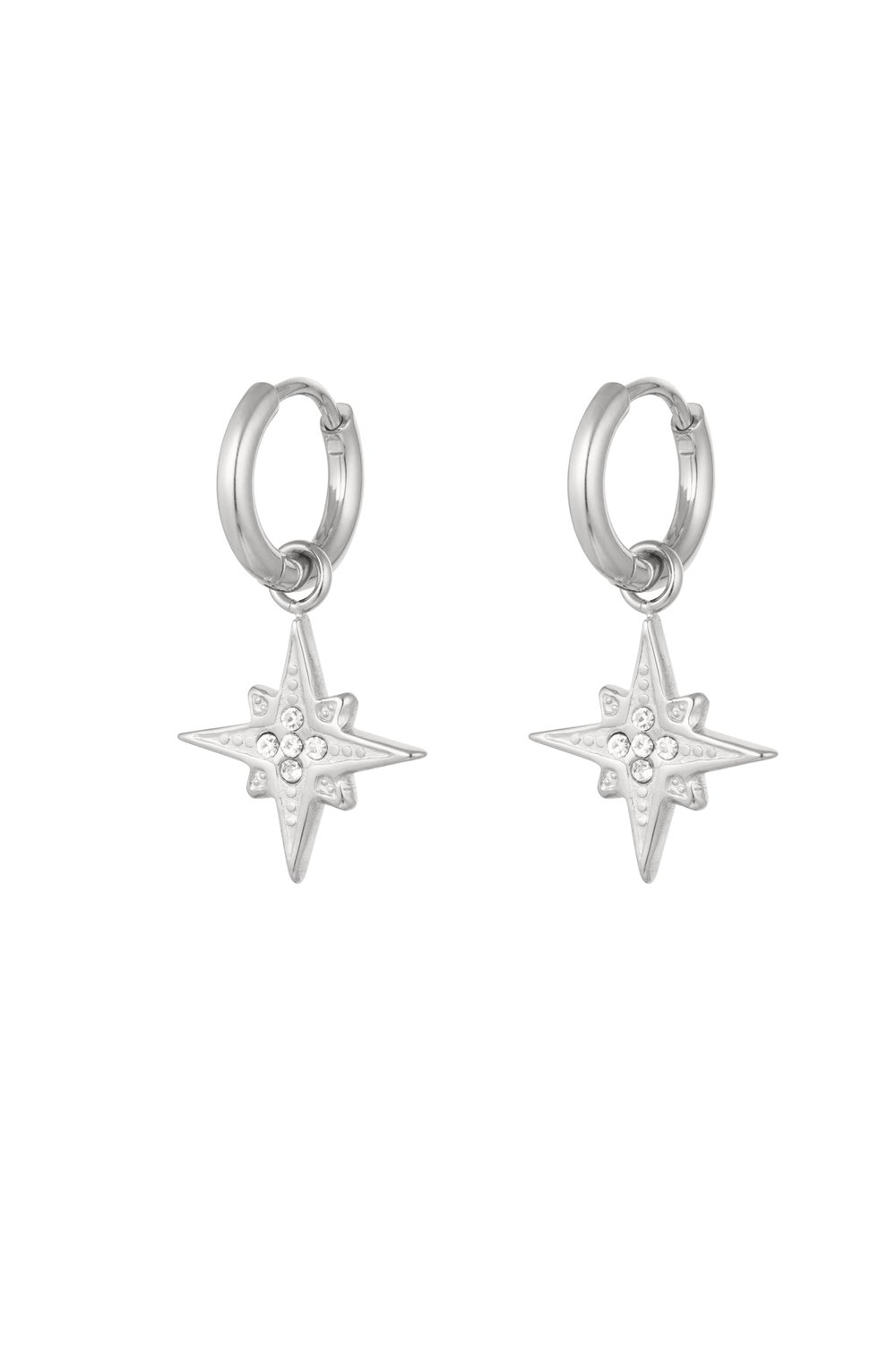 Earrings star charm with strass - Gold Color Stainless Steel