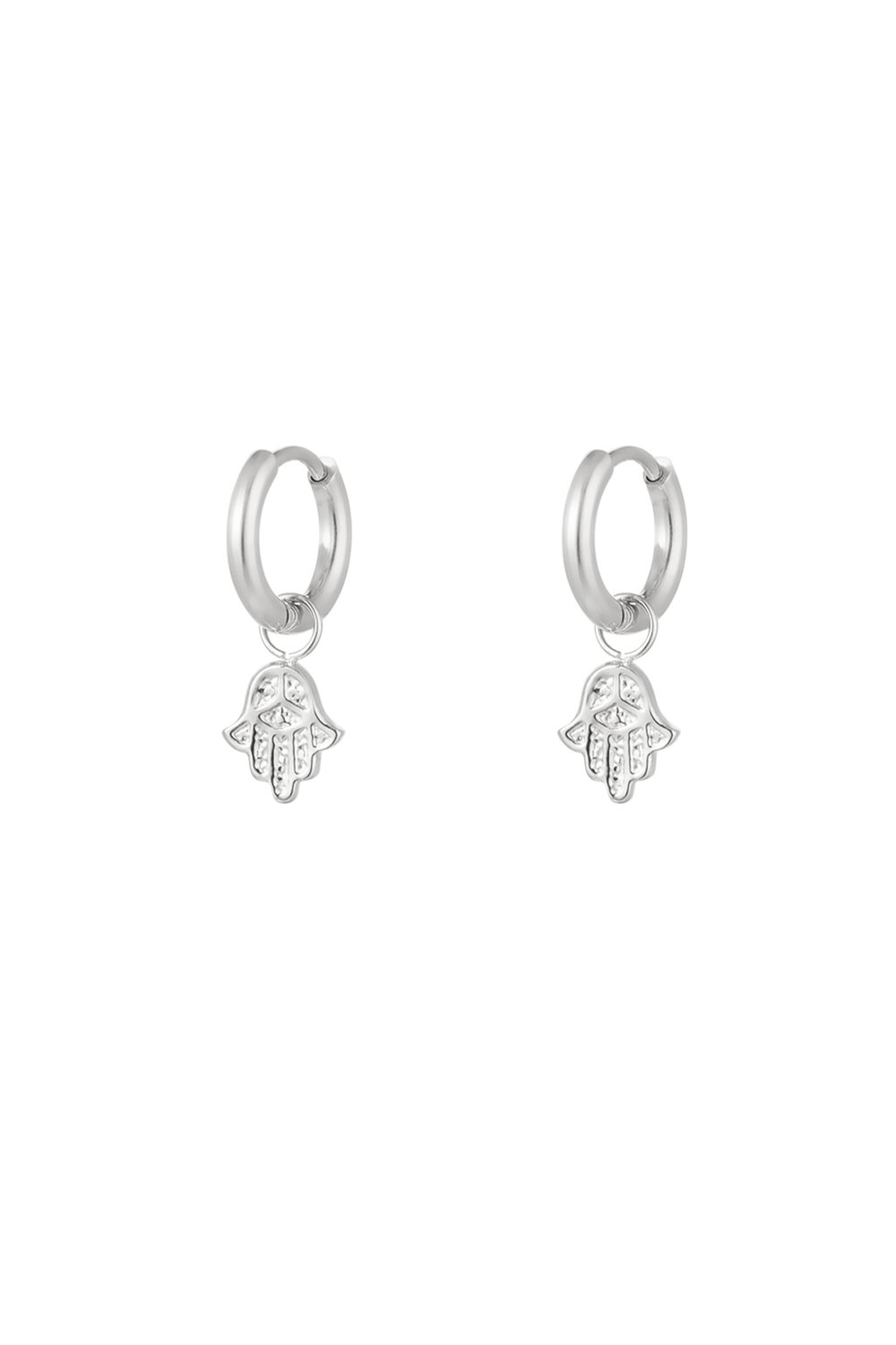 Earrings with charm - Silver Color color 