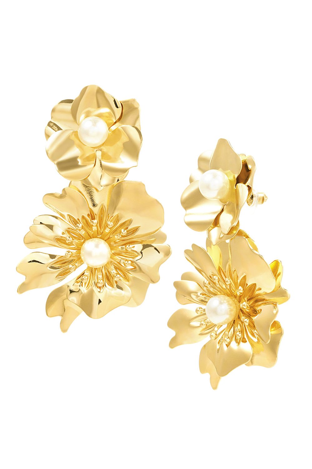 Ohrringe Statement-Blume – Goldfarbe - Goldfarbefarbe