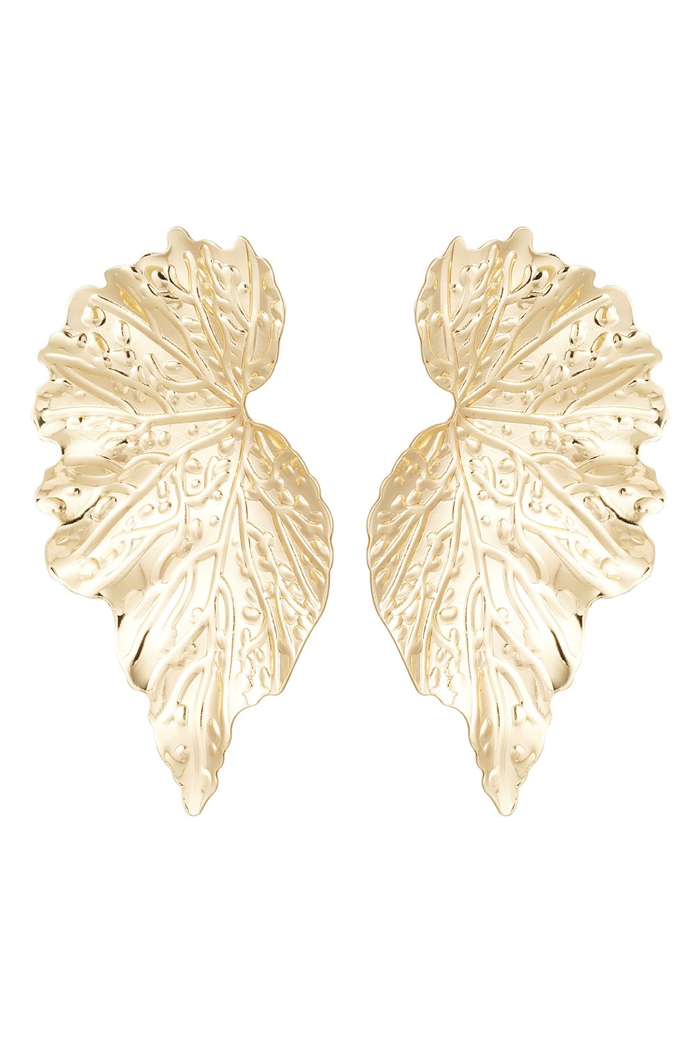 Earrings statement leaves - Gold Color Metal 