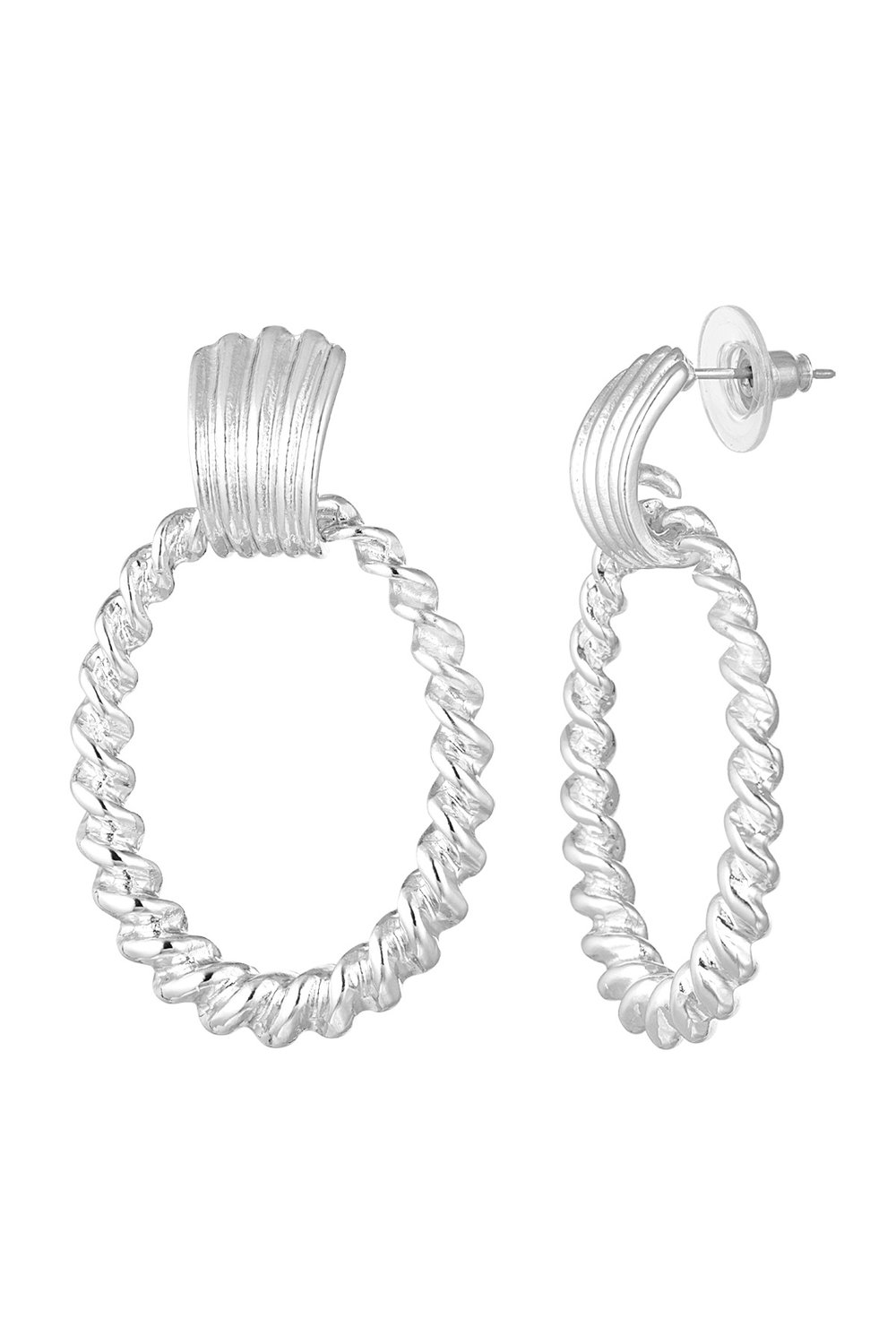 Earrings curled - silver color Alloy 