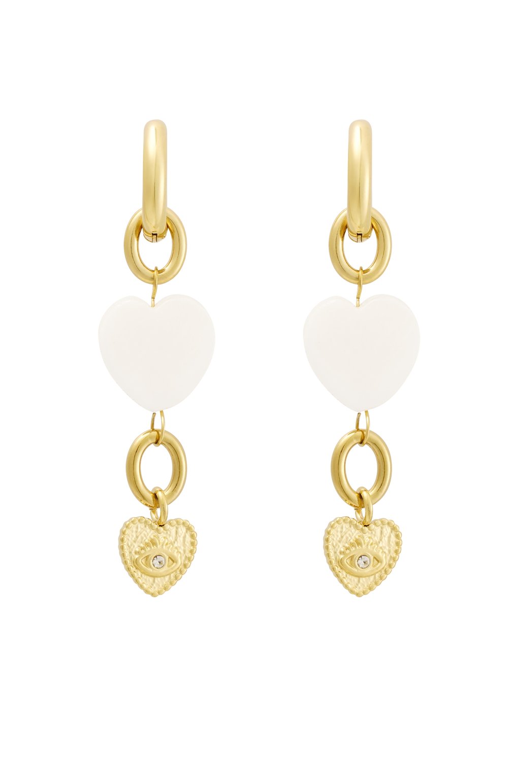Earrings different hearts - Silver Color color
