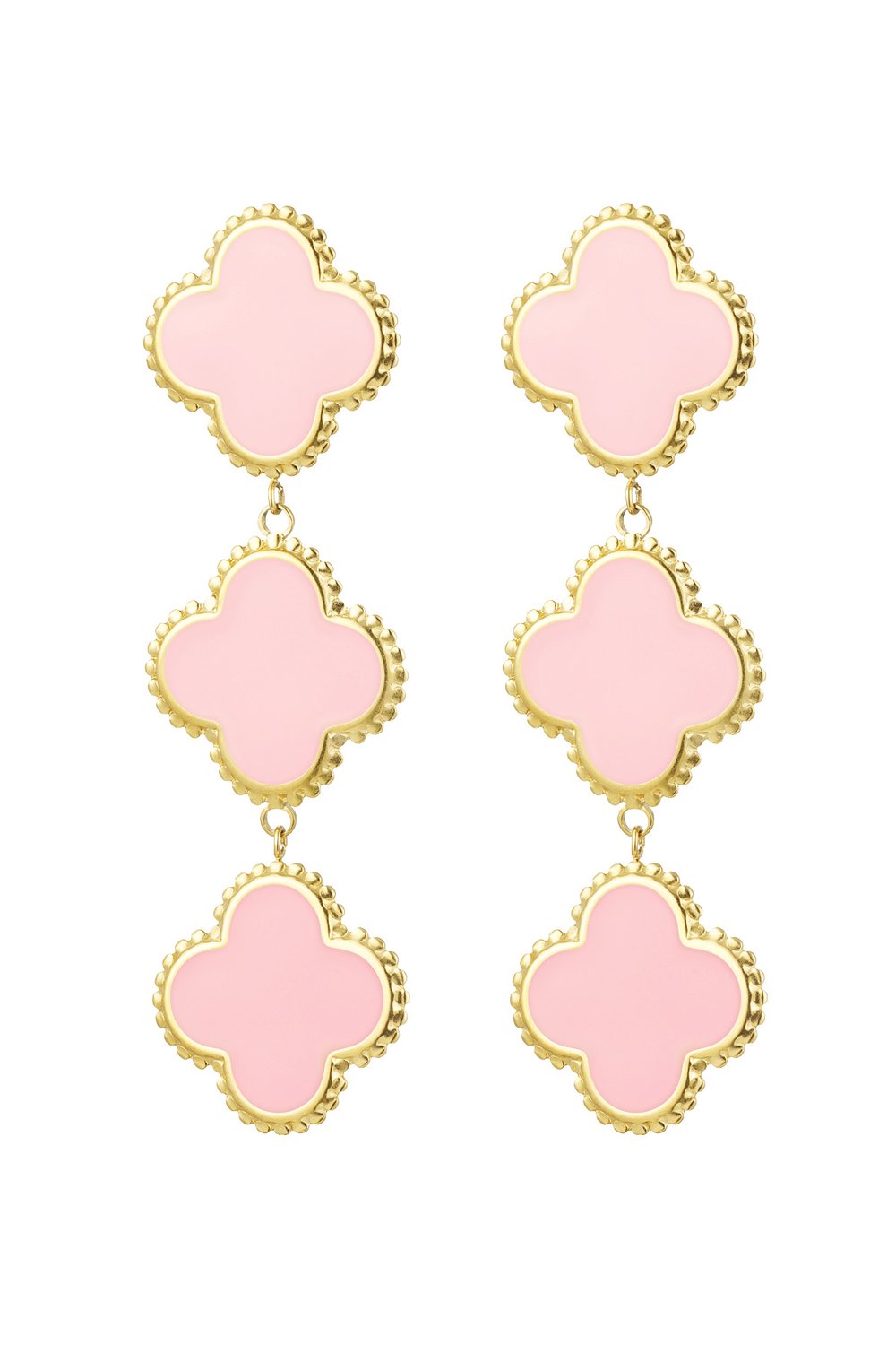 Earrings 3 clovers - black Stainless Steel 