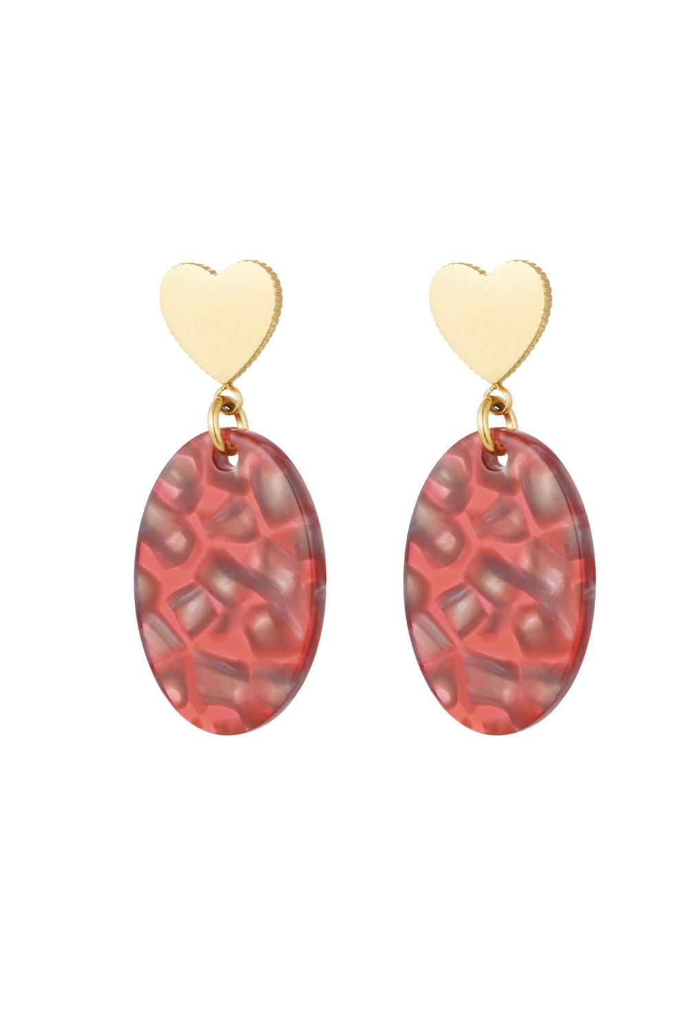 earring heart and oval red