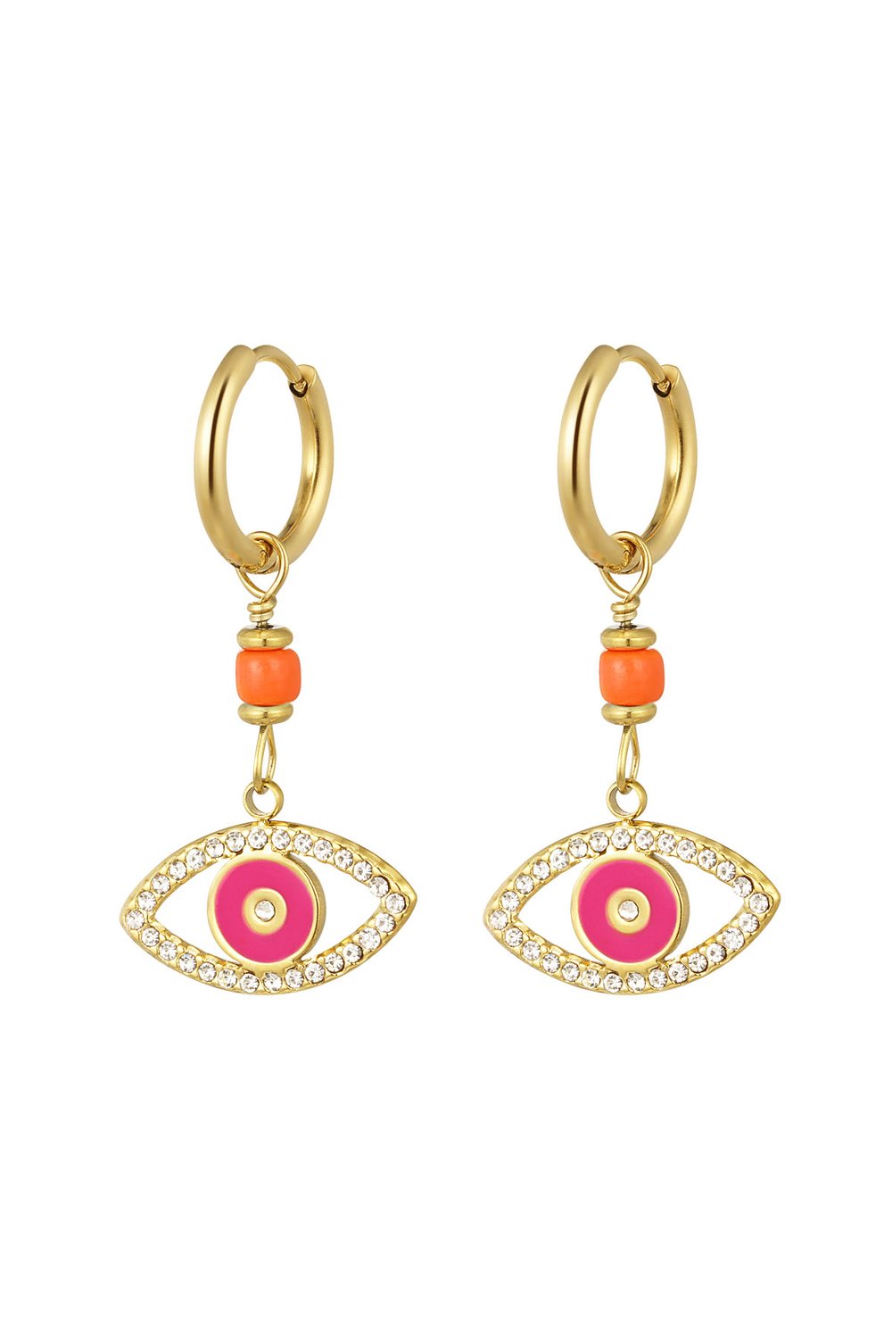 earrings with eye pendant pink 