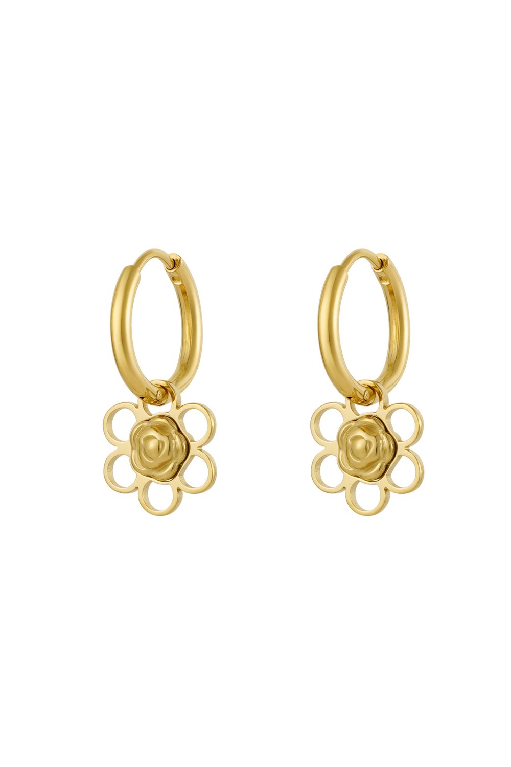 Earrings flower/rose charm - Silver Color color