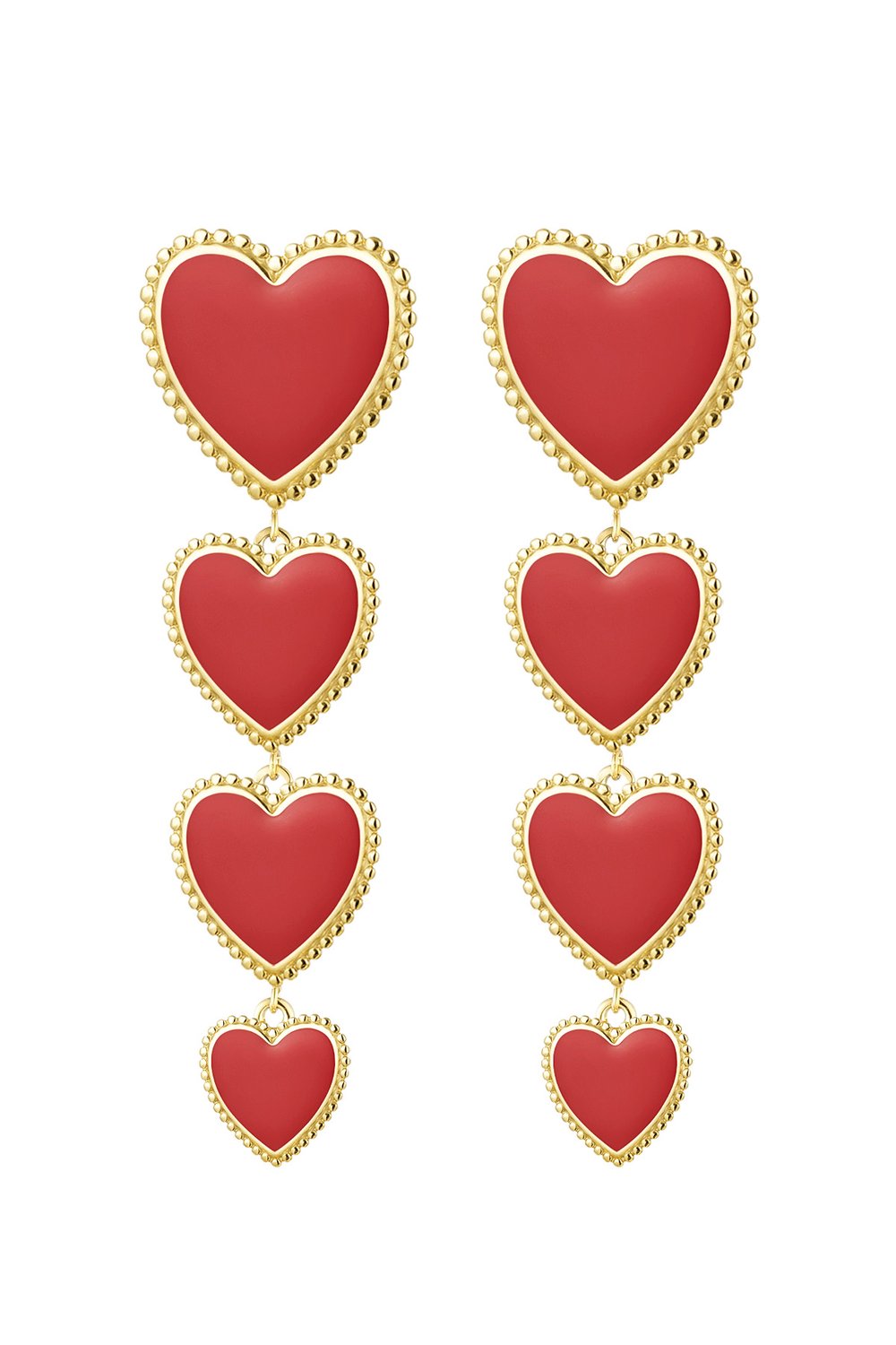 Earrings 4 hearts in a row 