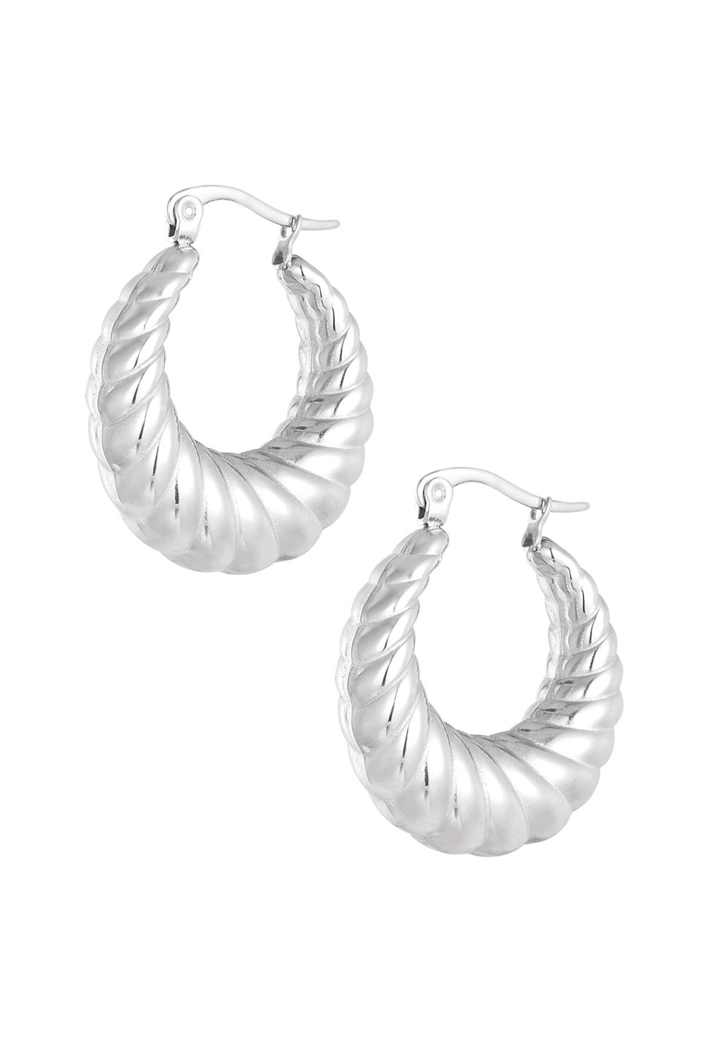 Earrings aesthetic twisted - Silver Color color 