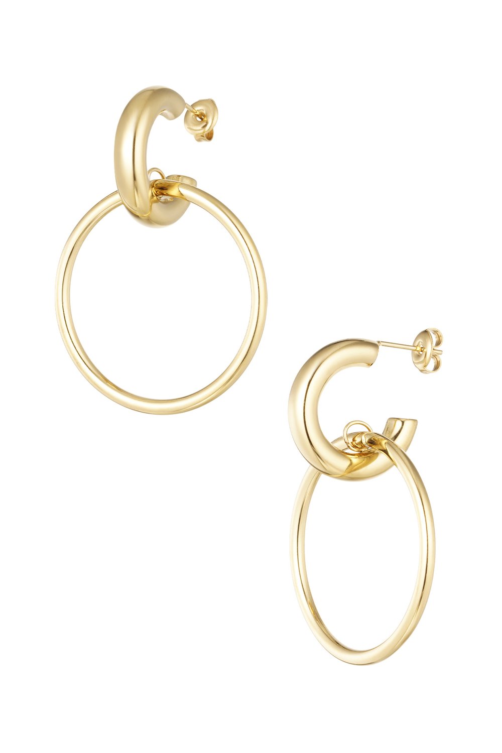 Earrings link with circle plain - Silver Color color