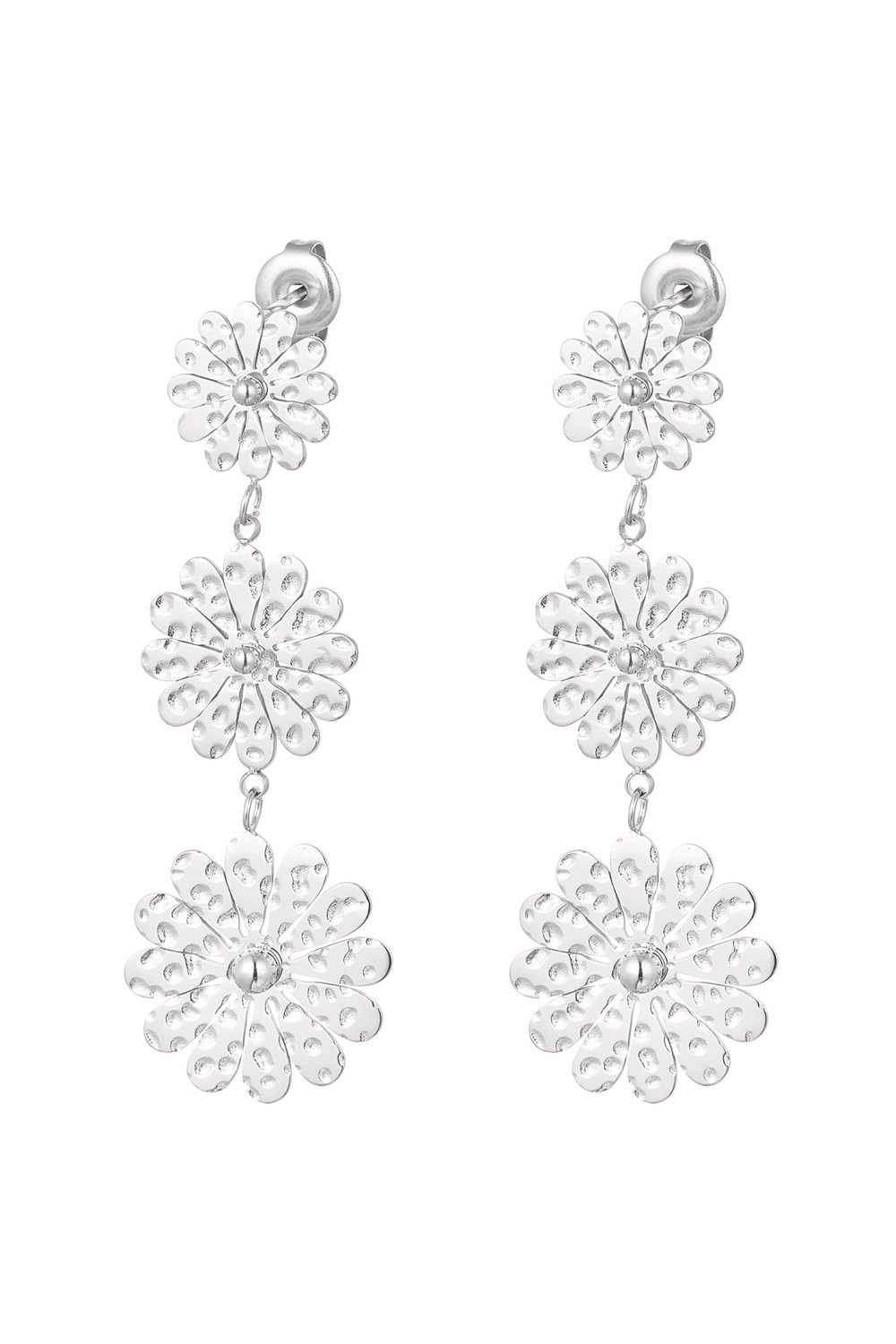 Earrings statement flowers - Silver Color color 