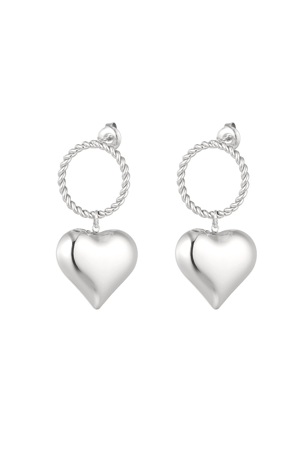 earrings round & heart 