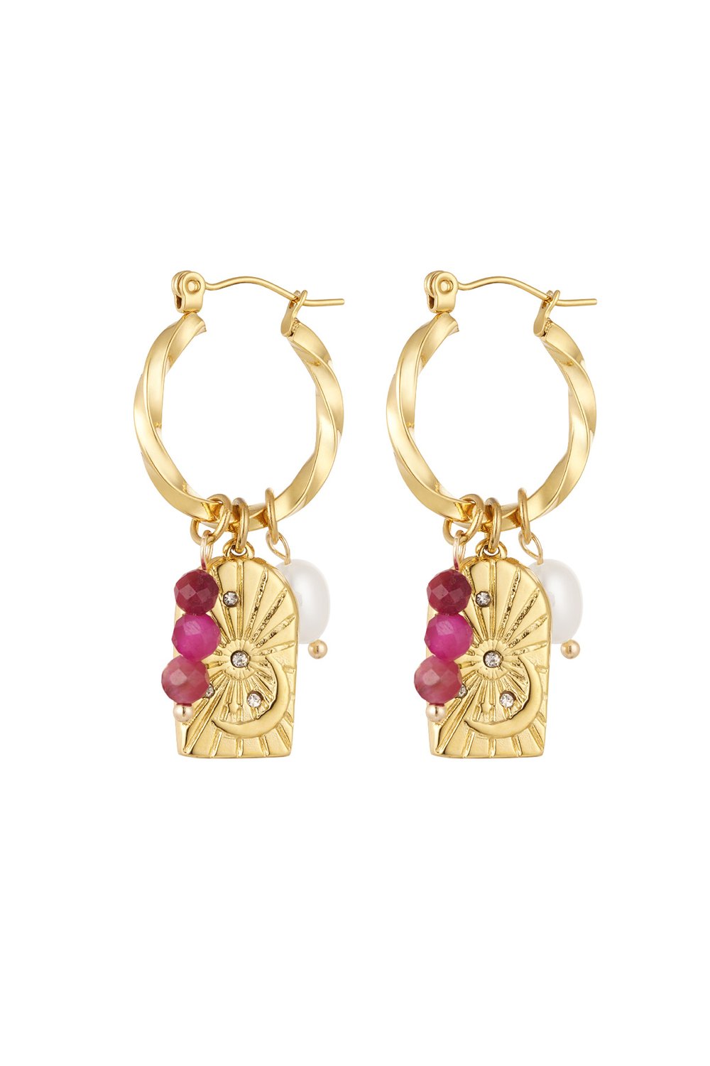 Earrings charm party turned - Gold color/purple