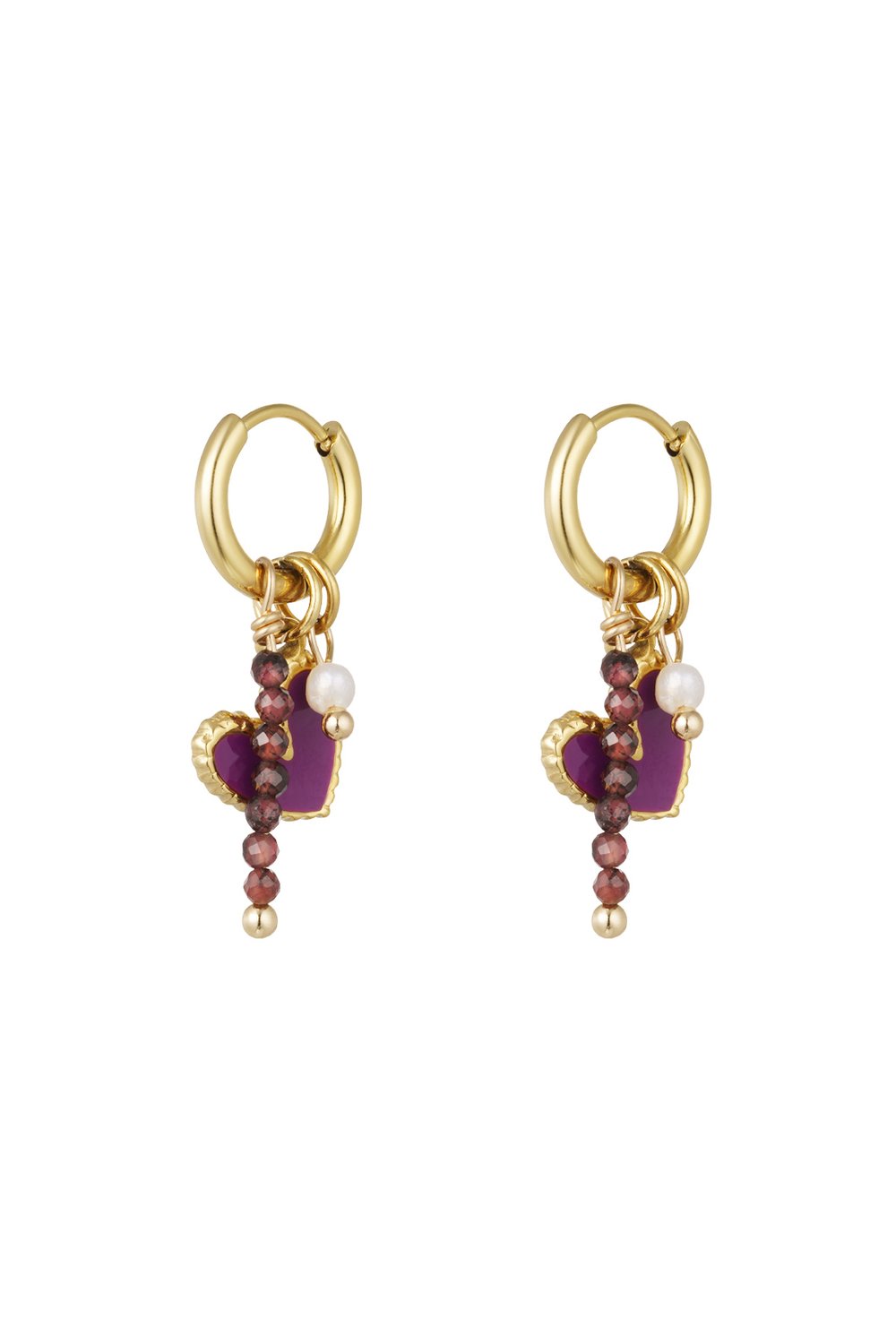Earrings with hearts and beads 