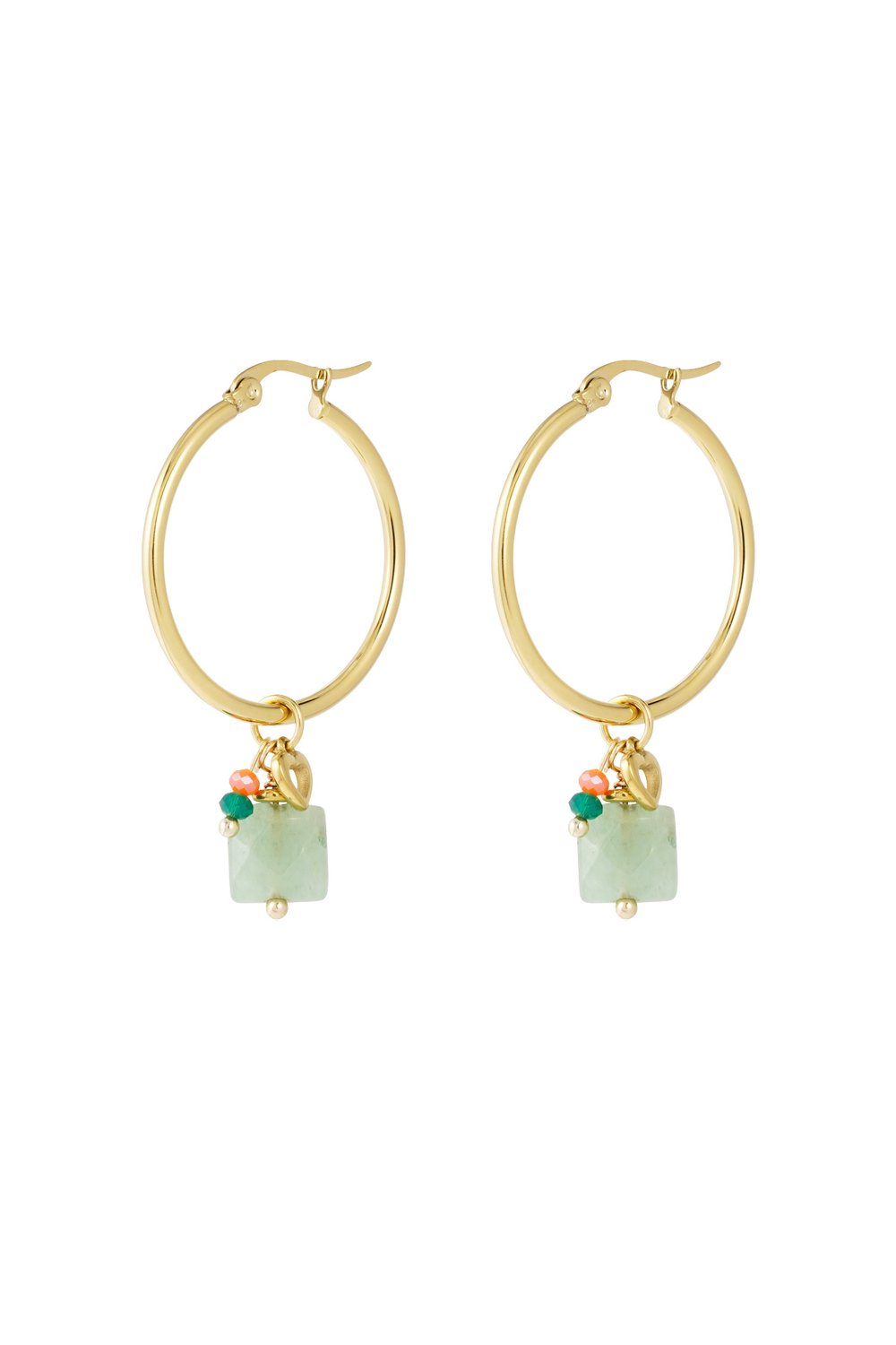 Earrings beads bundle - Gold color/green